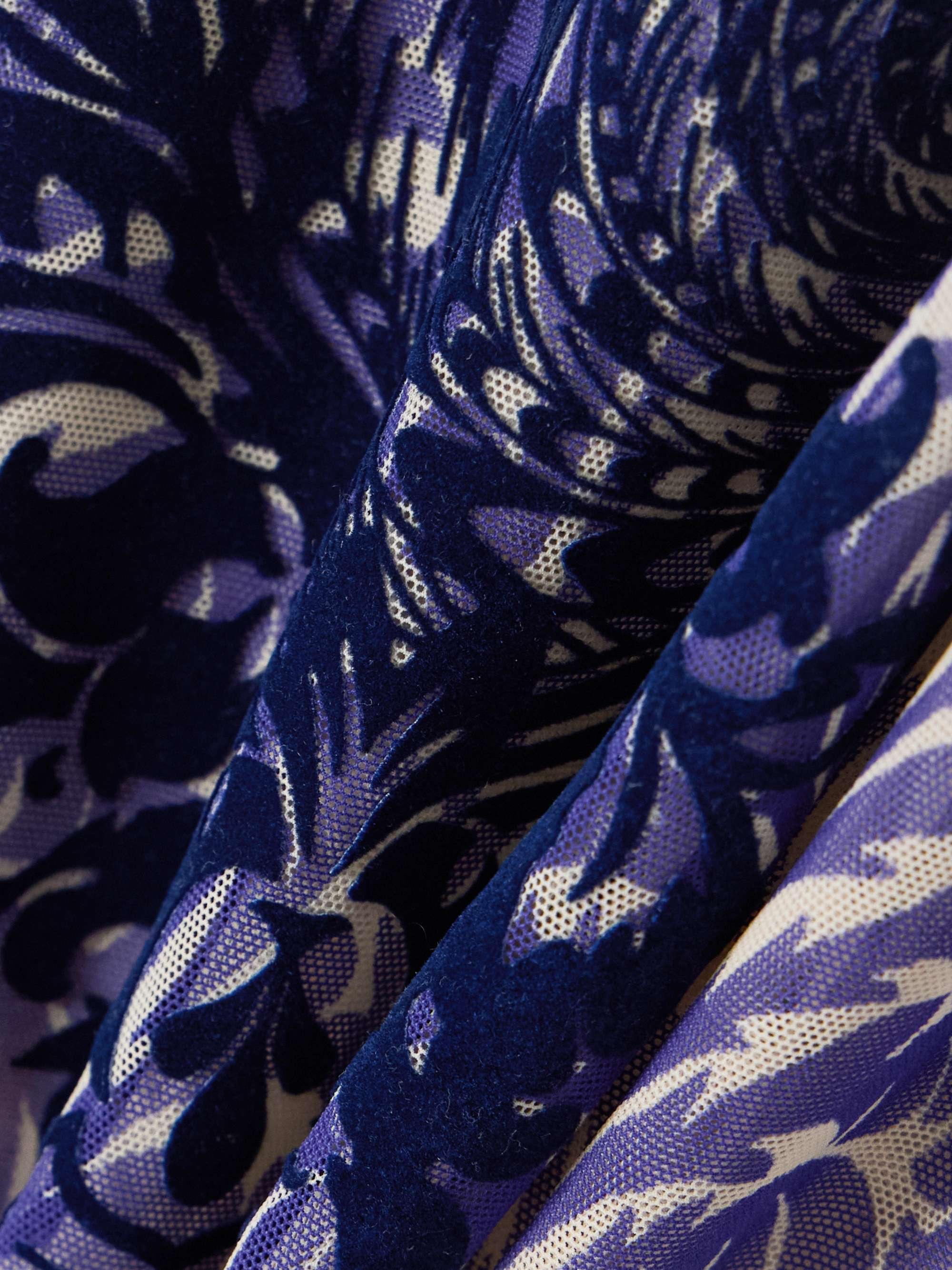 Flocked printed mesh midi dress view