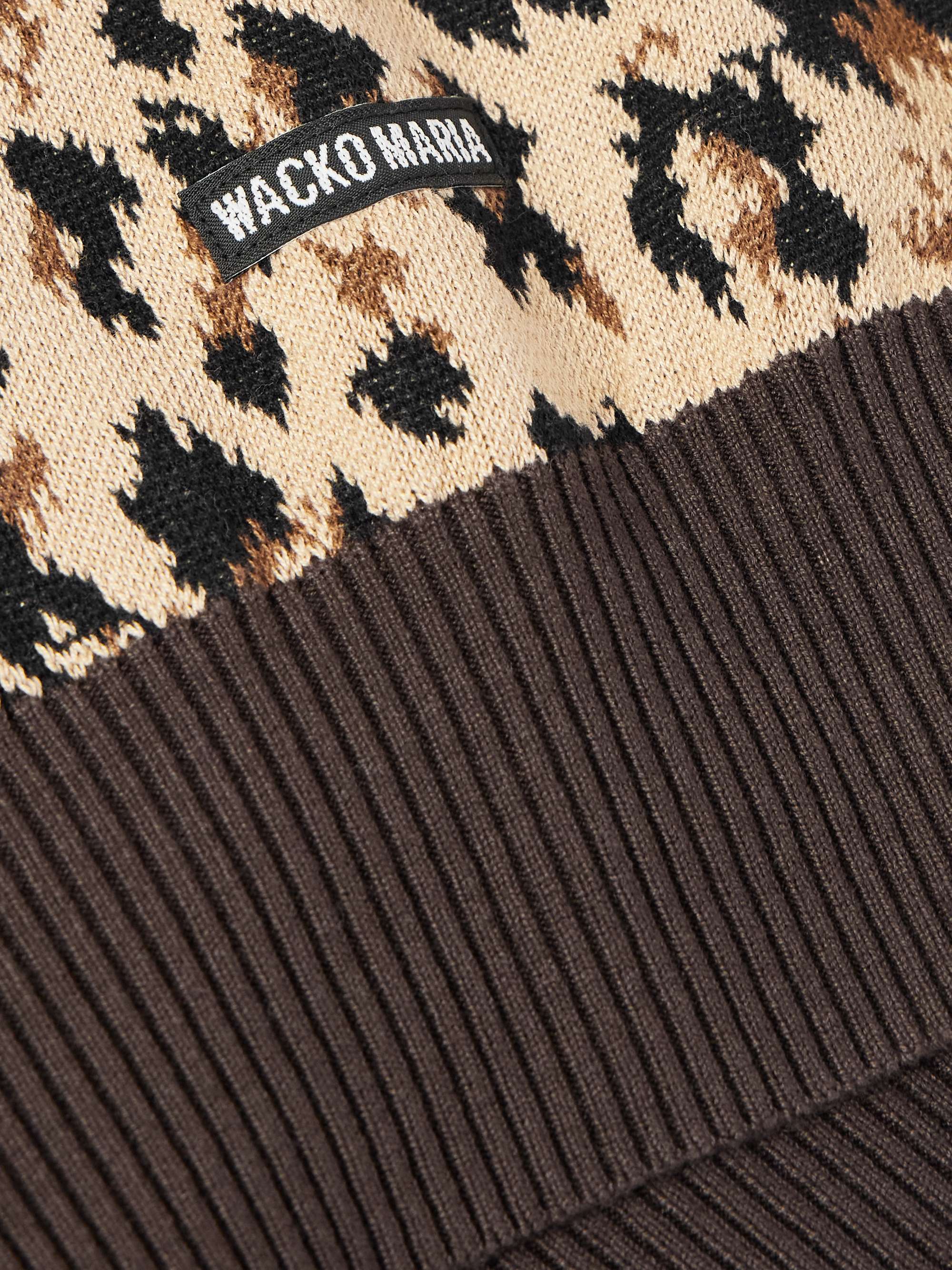 Logo-Appliquéd Leopard-Jacquard Cotton Sweater view