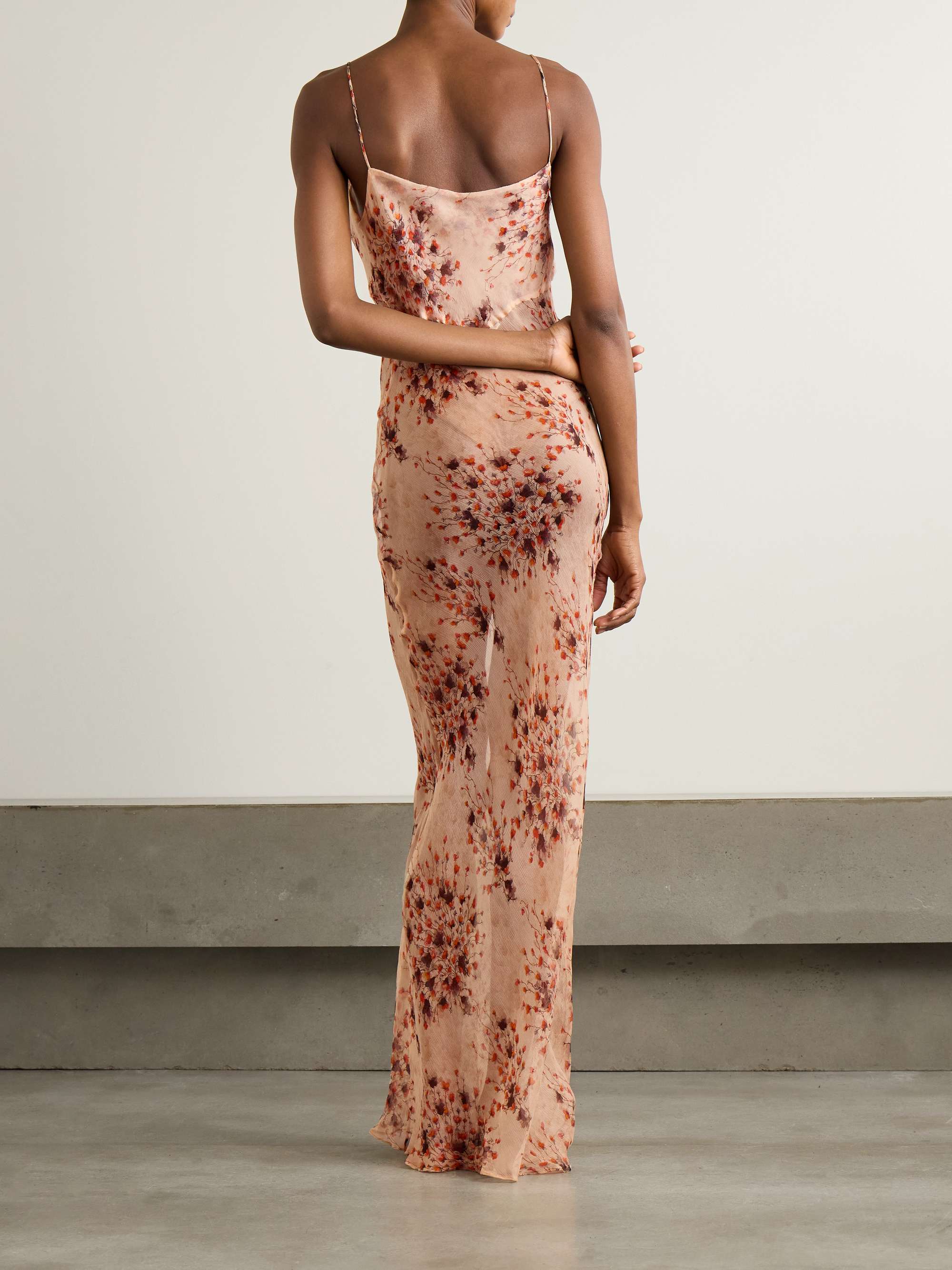 Midsummer Breeze draped floral-print silk-chiffon maxi dress view