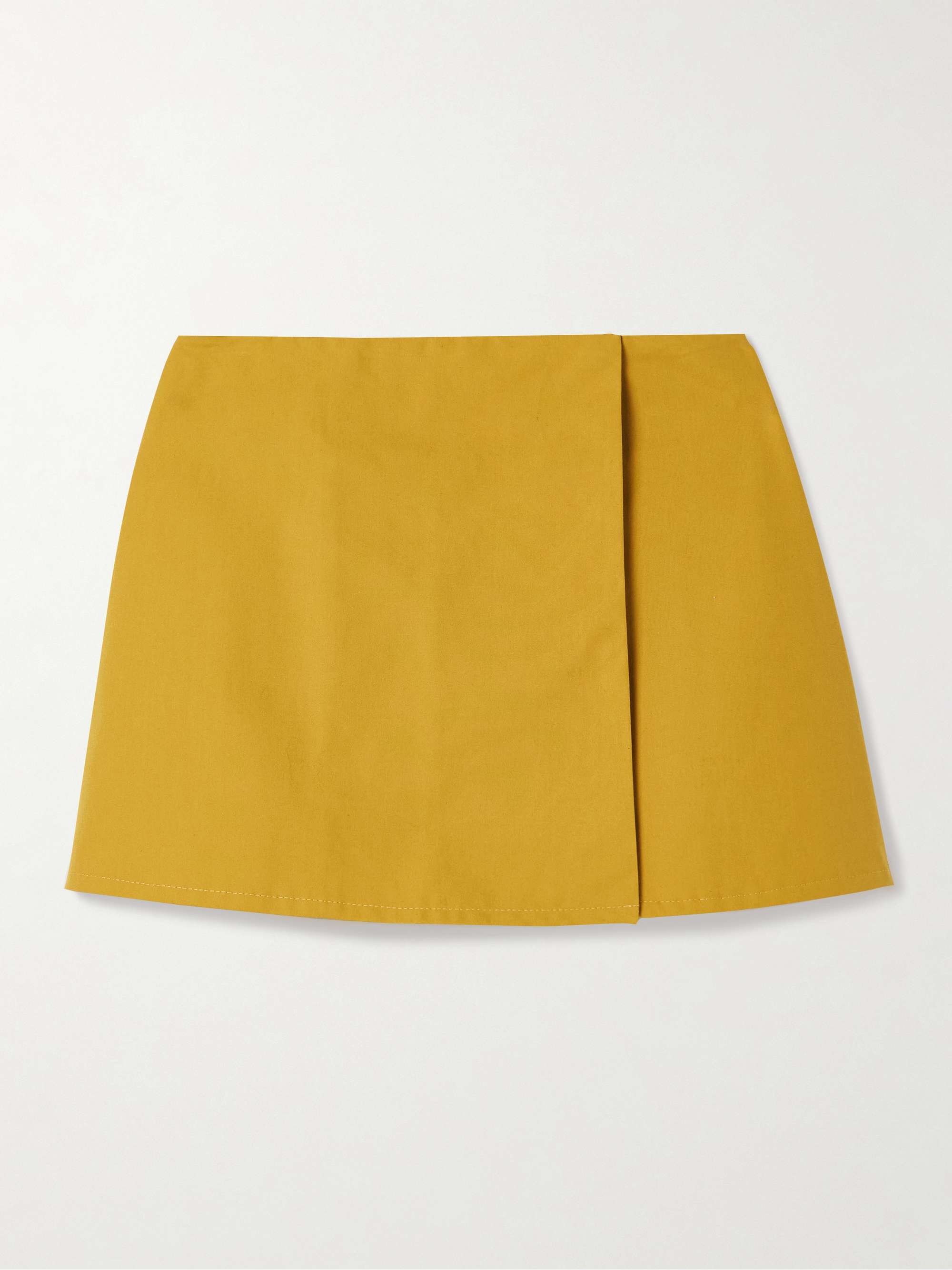 Pleated cotton-poplin mini wrap skirt view