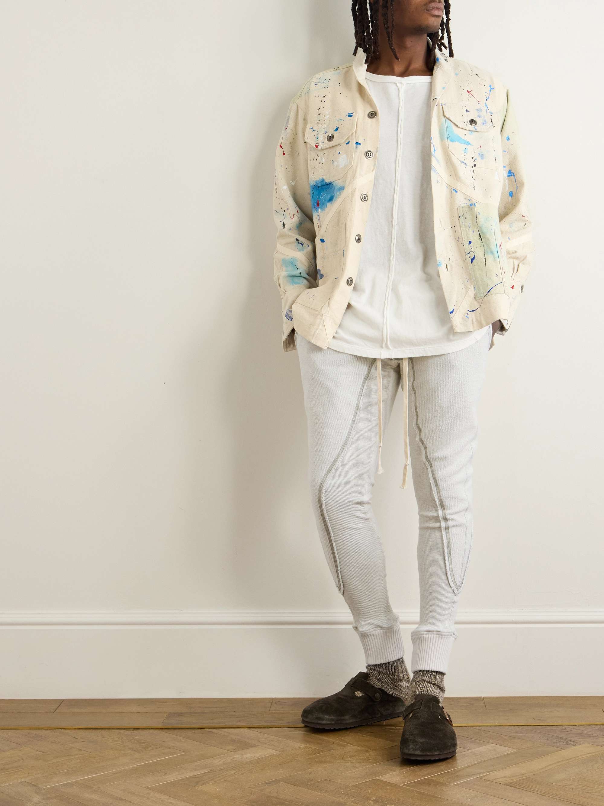 Slim-Fit Panelled Cotton-Jersey Sweatpants view