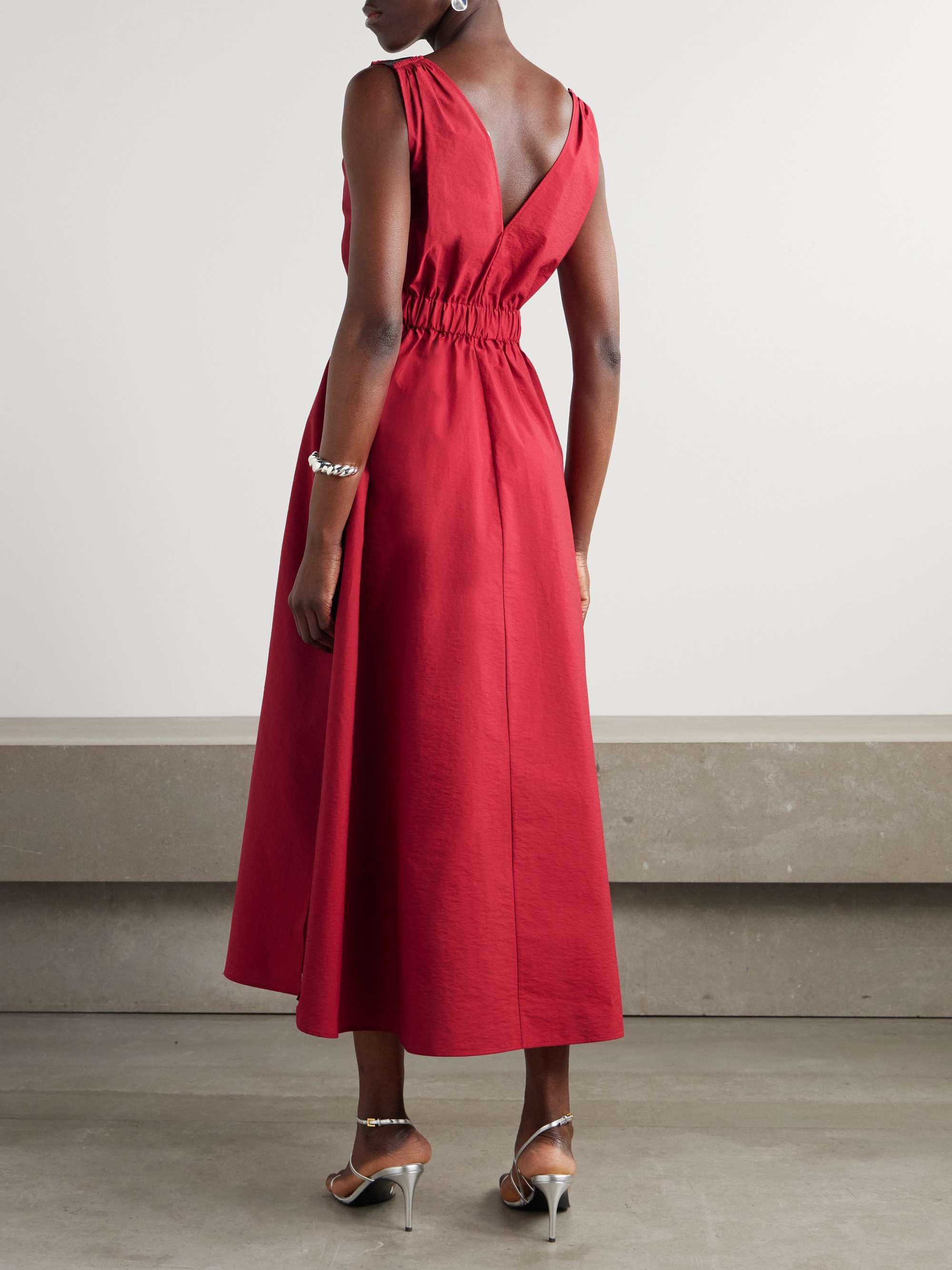 Belted cotton-blend poplin midi dress view