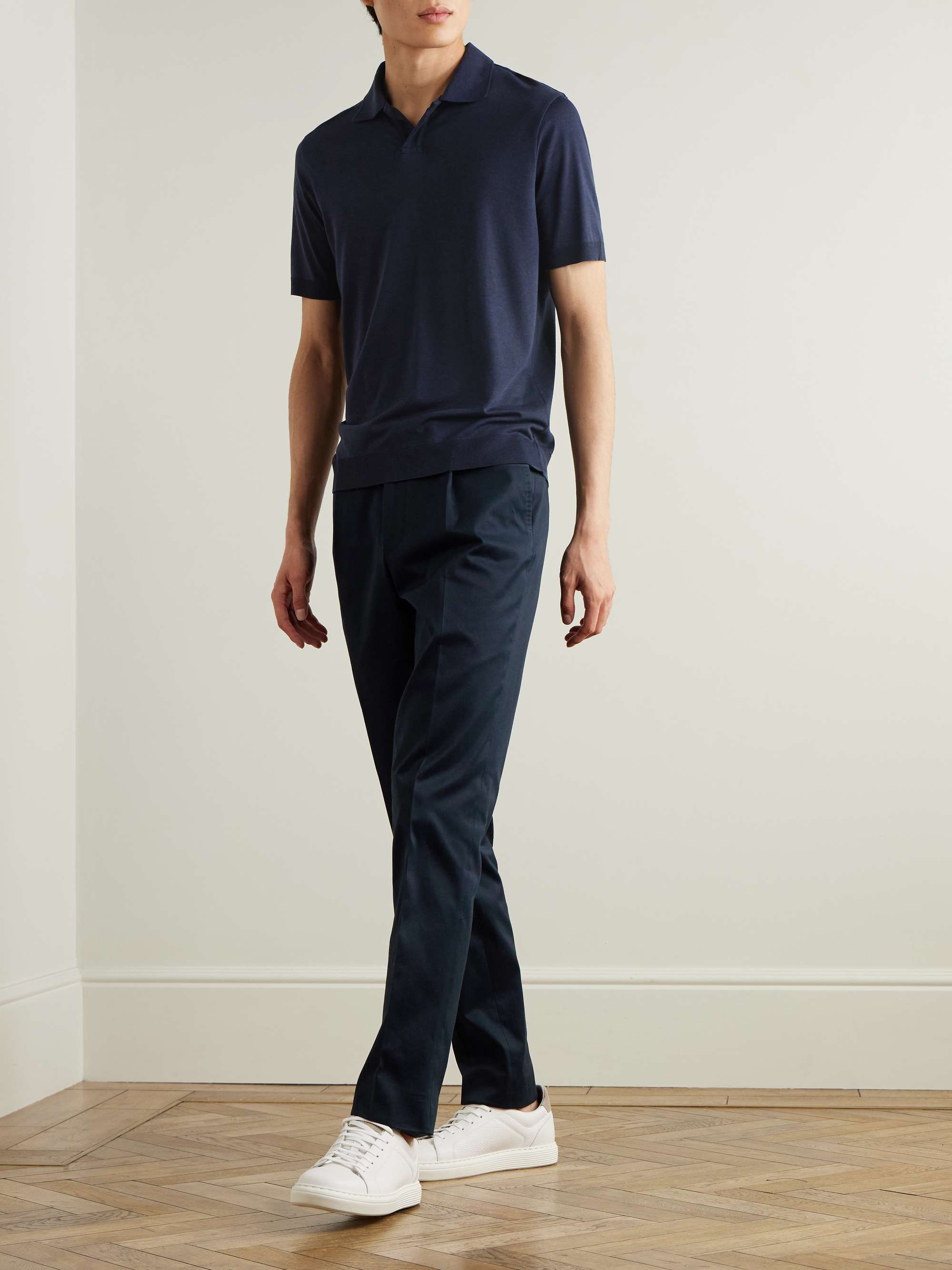 Lyocell and Cotton-Blend Jersey Polo Shirt view