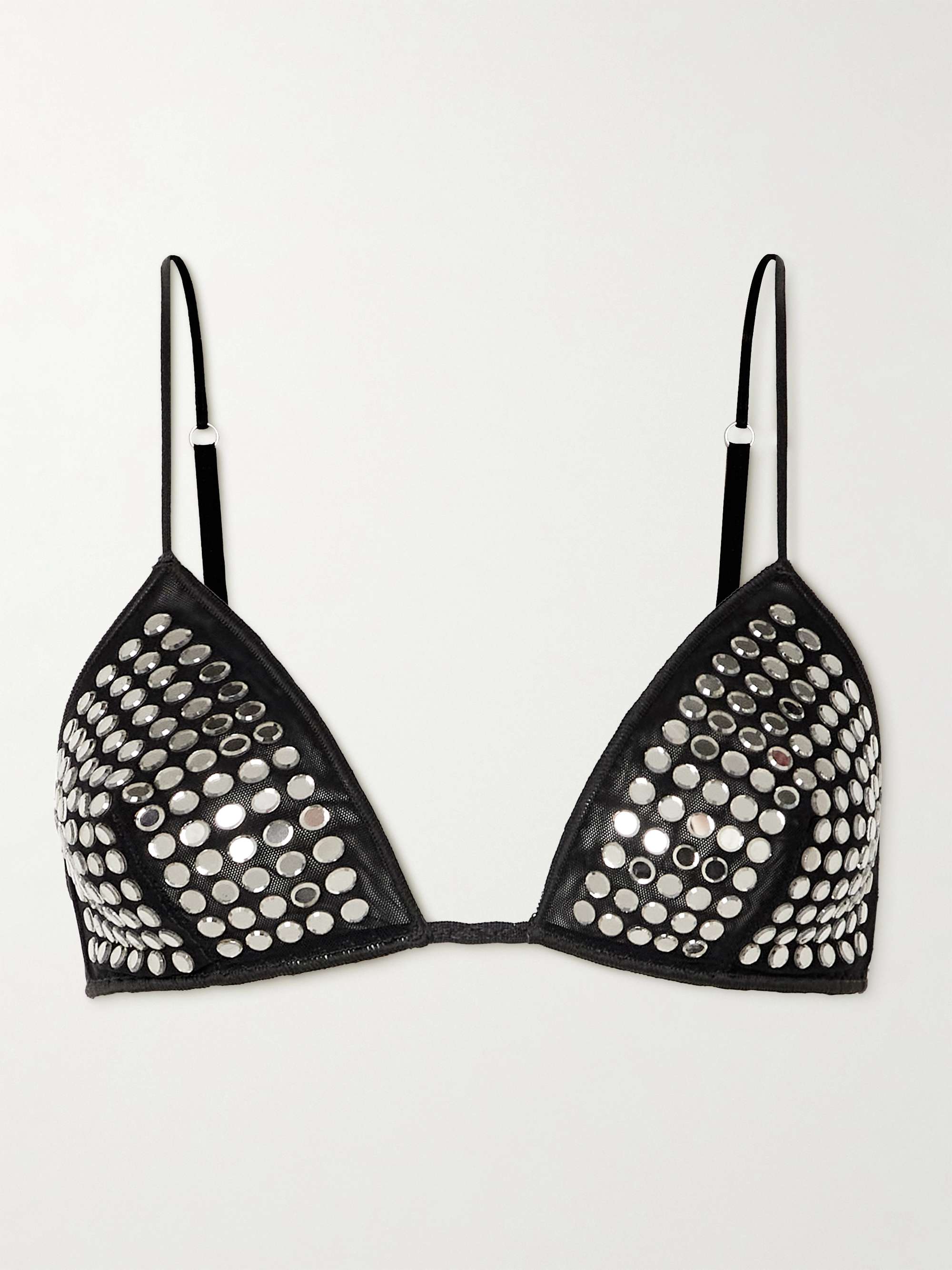 Crystal-embellished stretch-tulle bra view