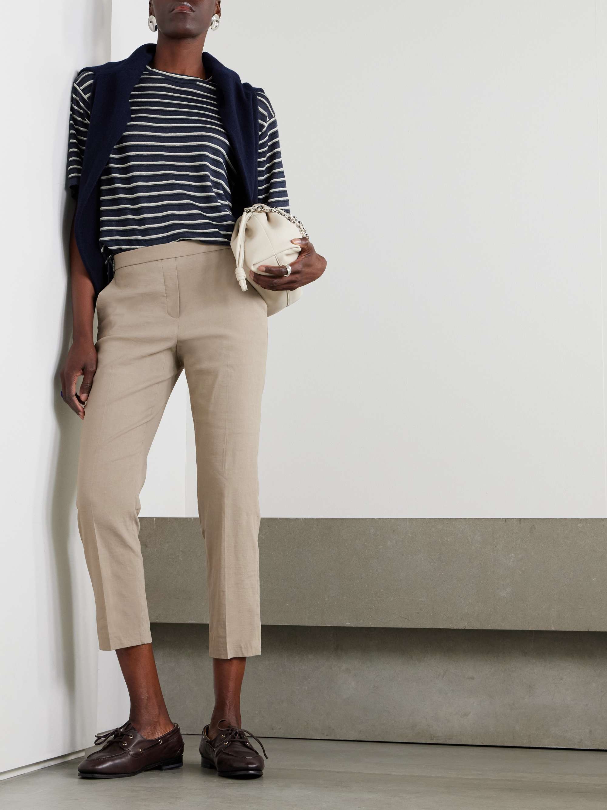 Striped linen-blend T-shirt view