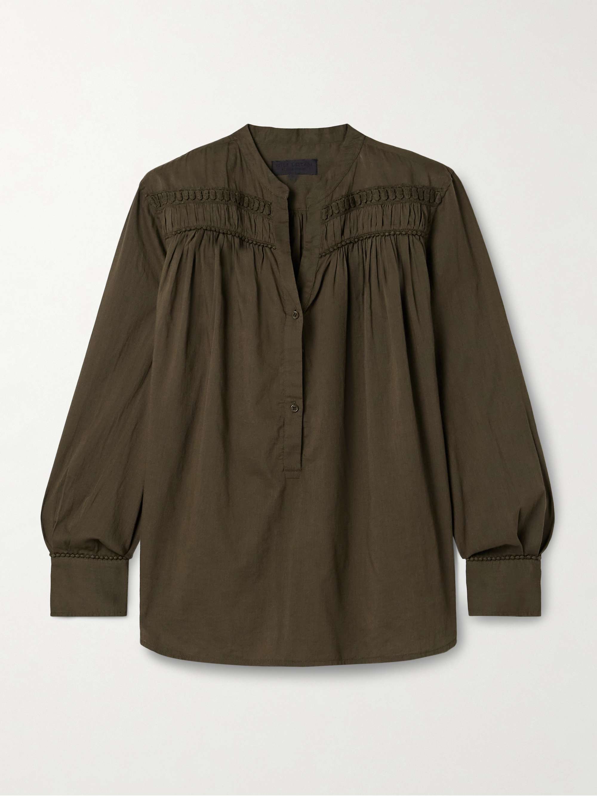Clarys embroidered gathered cotton-voile top view