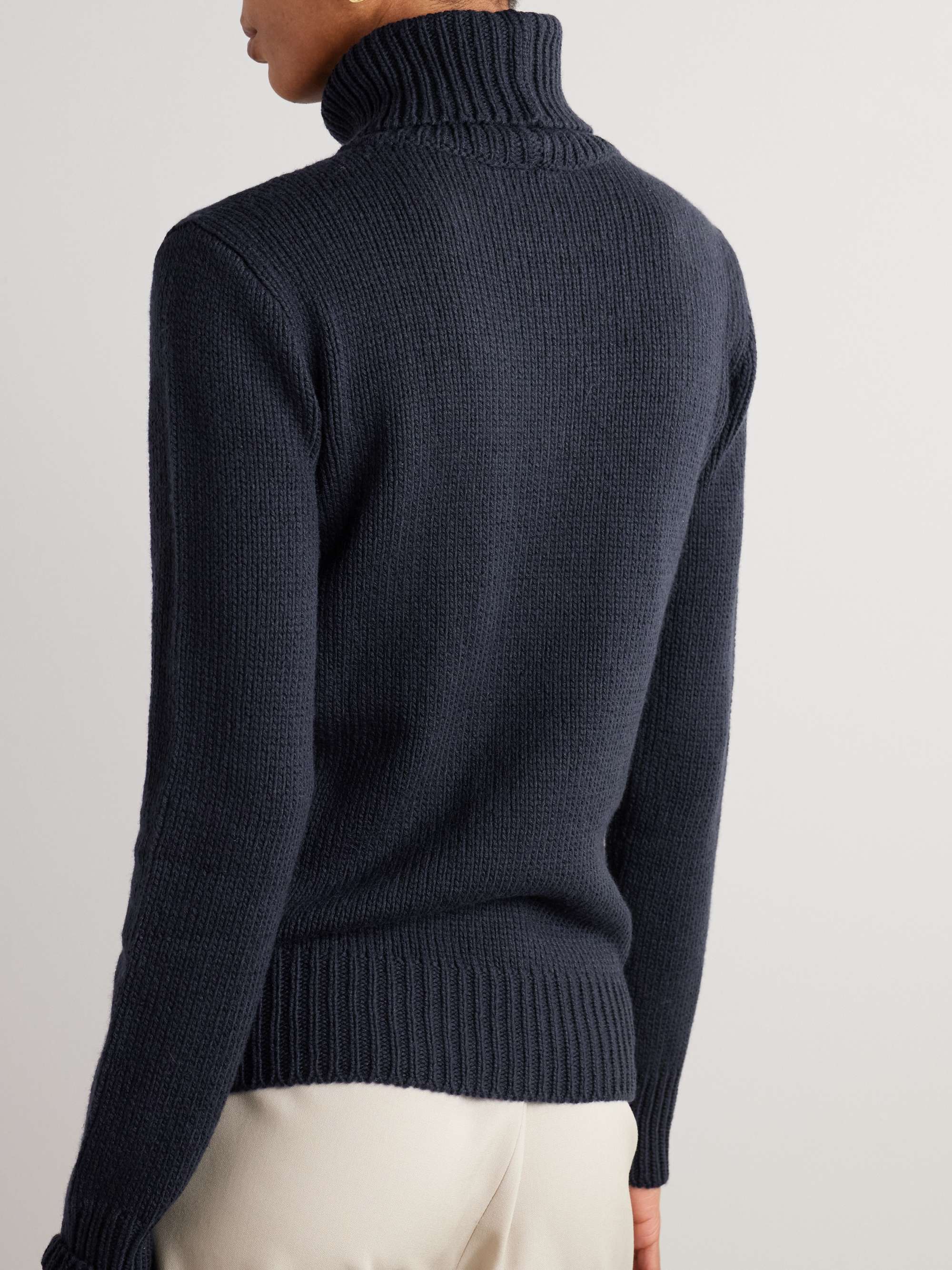 Embroidered intarsia cashmere turtleneck sweater view