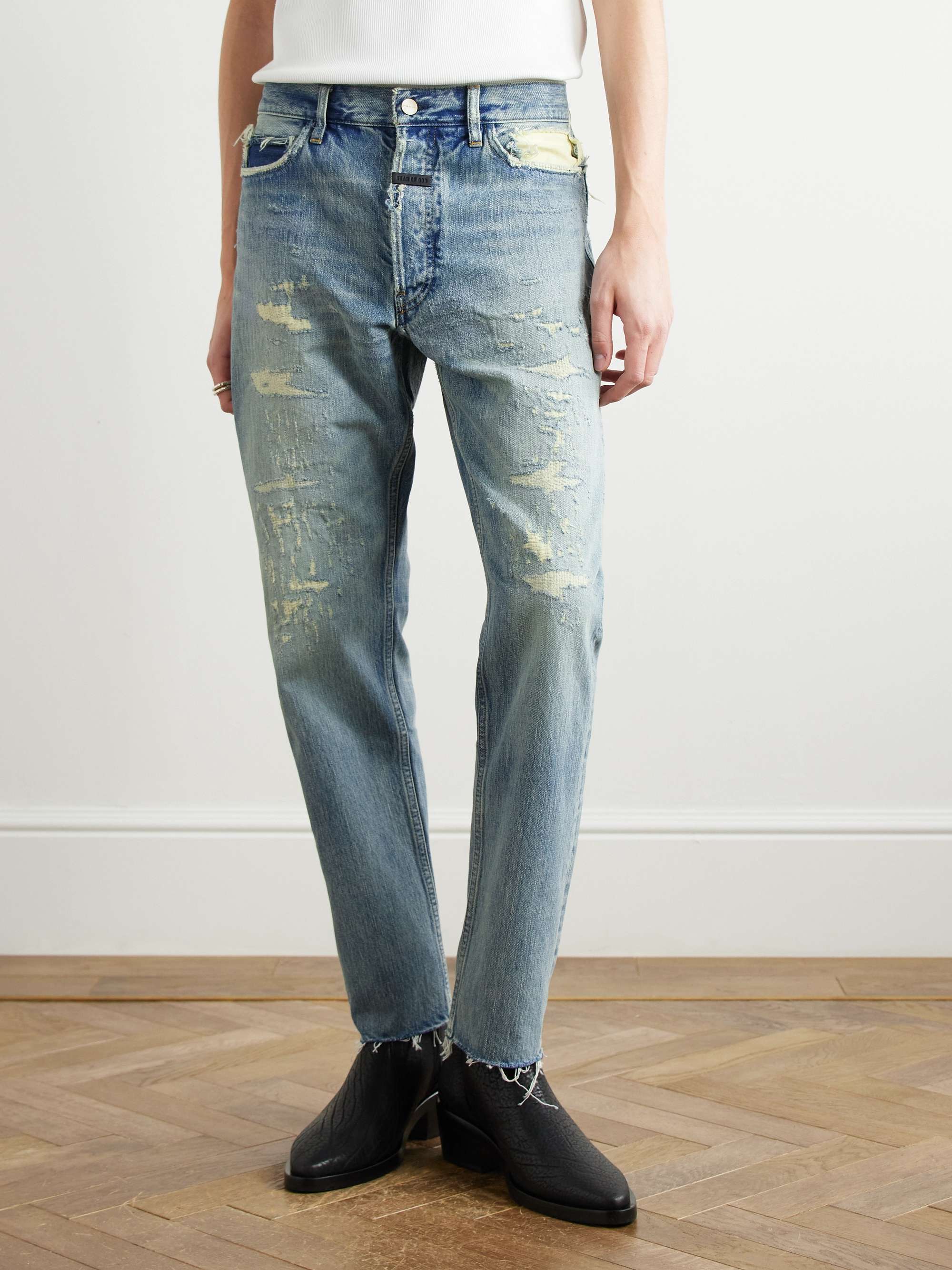 Tapered Distressed Jeans view