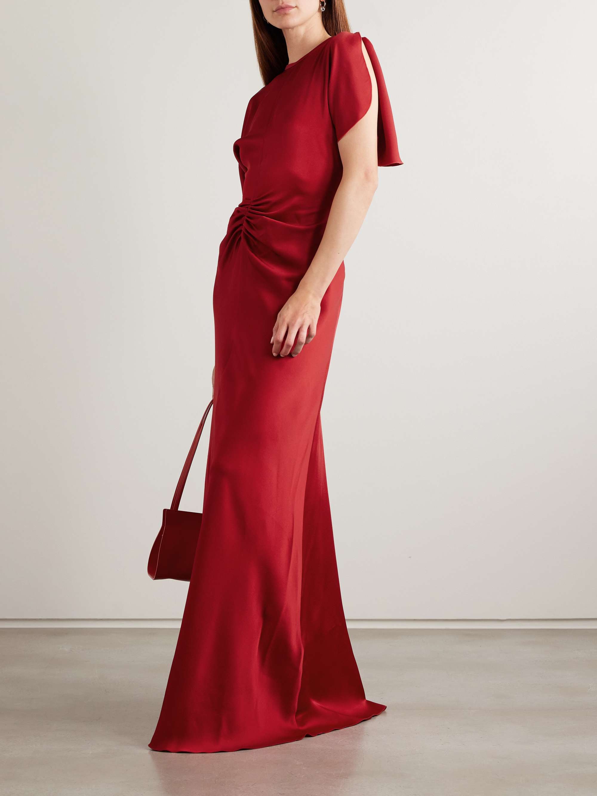 Gathered satin gown view