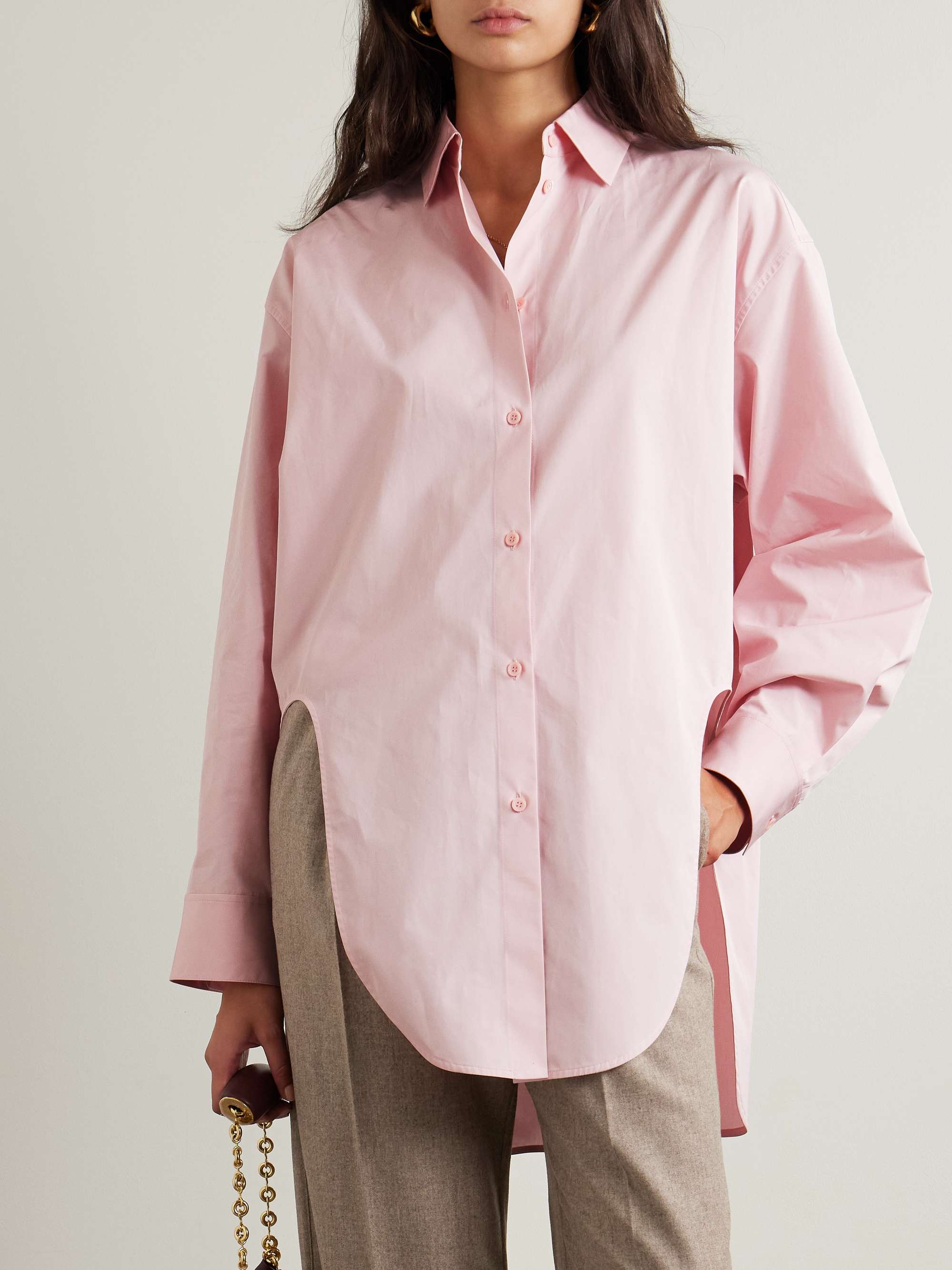 Cutout cotton-poplin shirt view