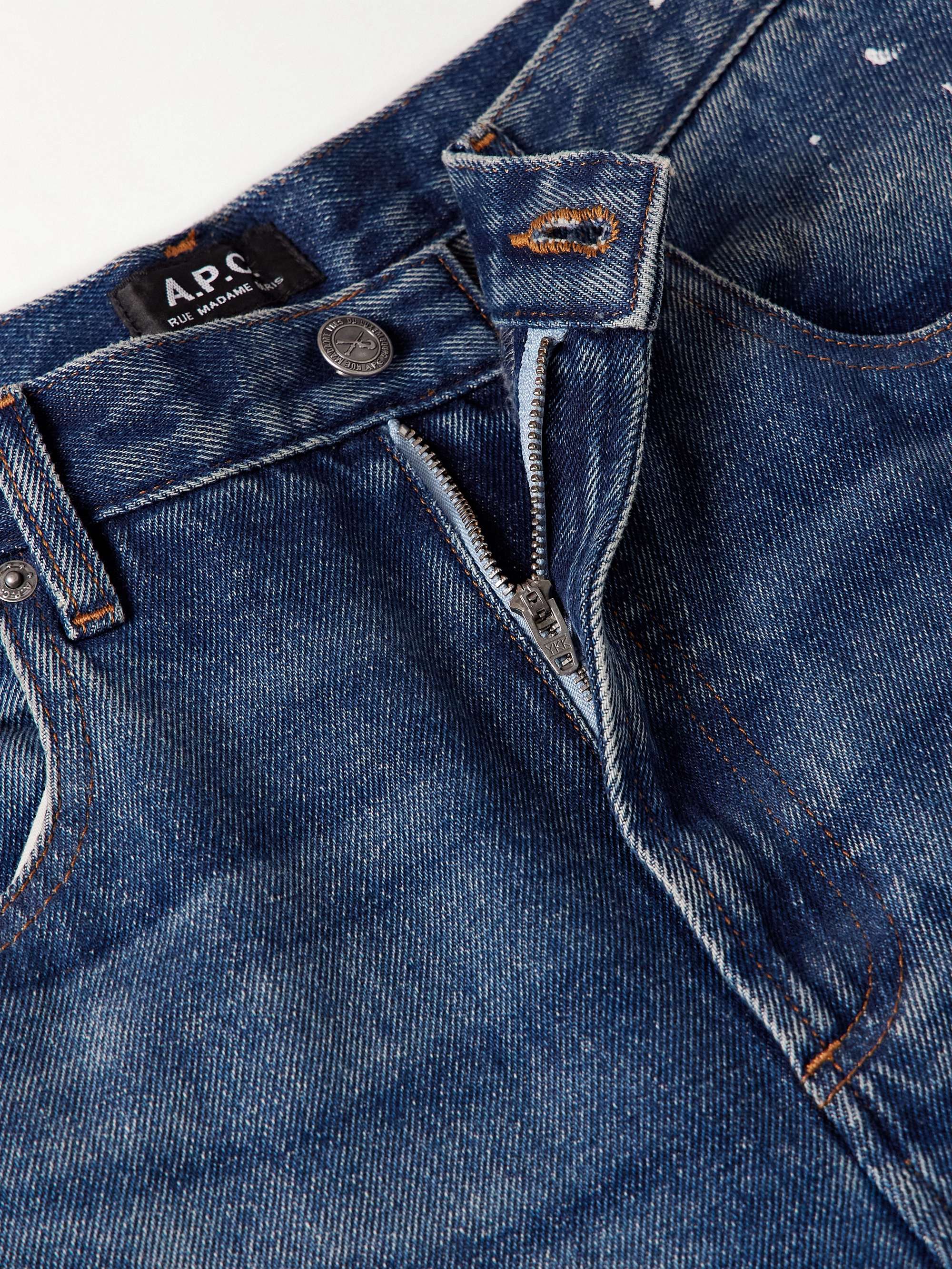 Straight-Leg Paint-Splattered Jeans view