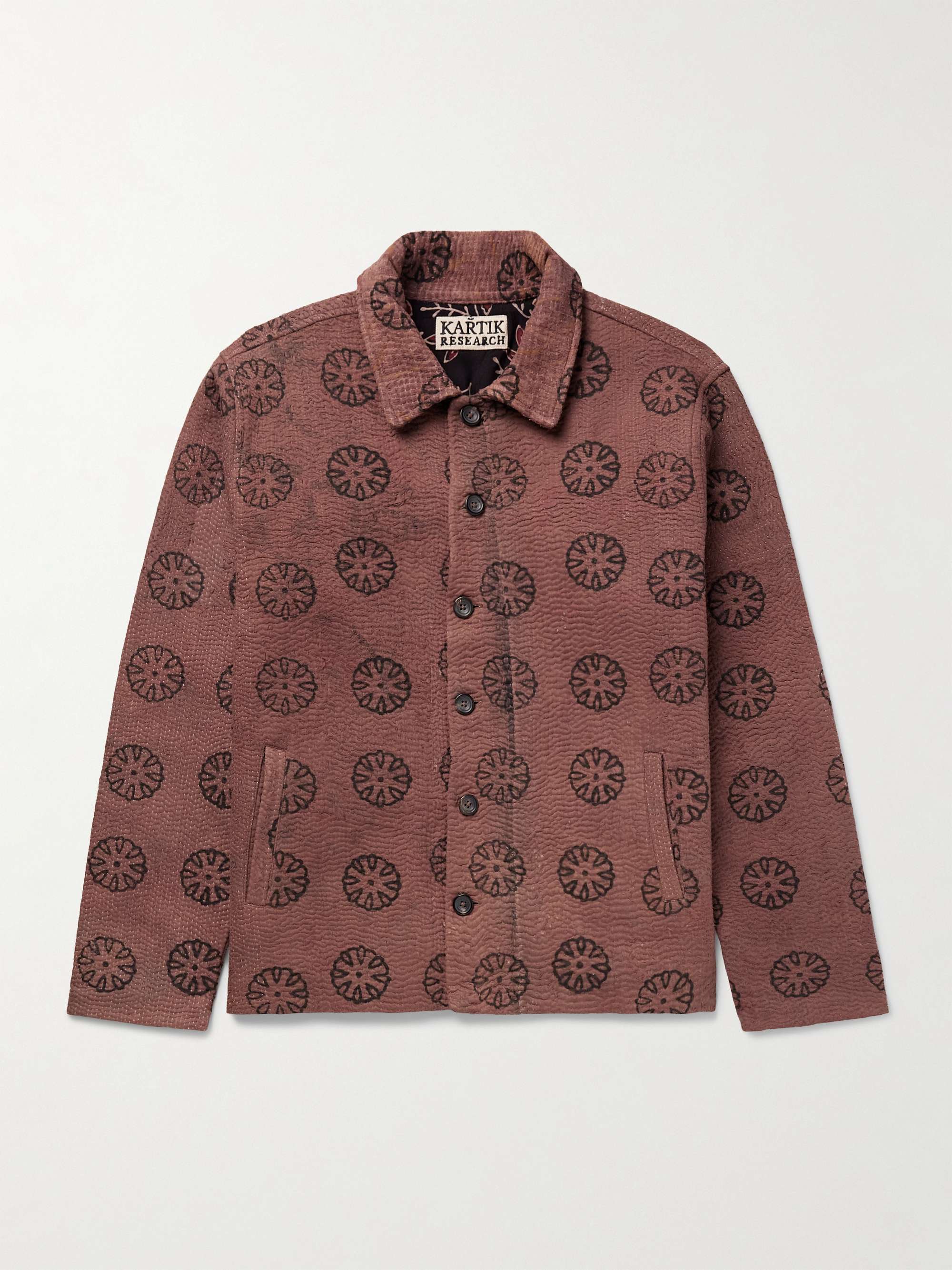 Printed Cotton-Voile Kantha Jacket view