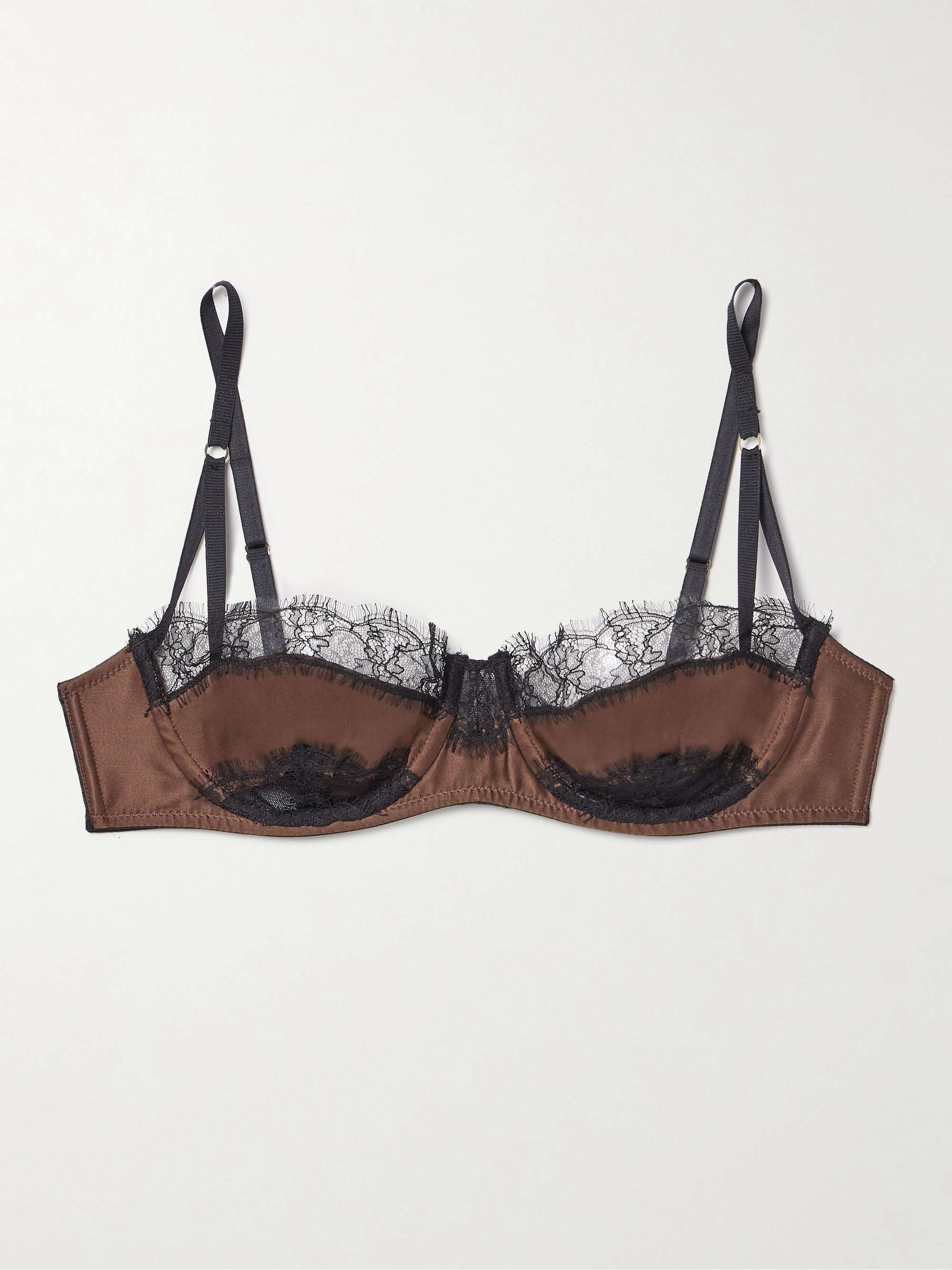 Lace-trimmed stretch-silk balconette bra view