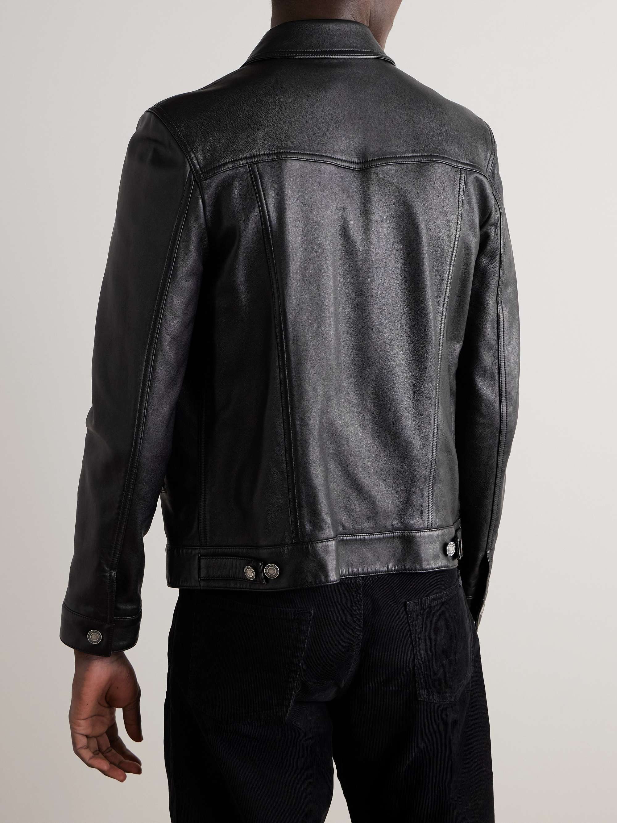 Slim-Fit Leather Trucker Jacket view