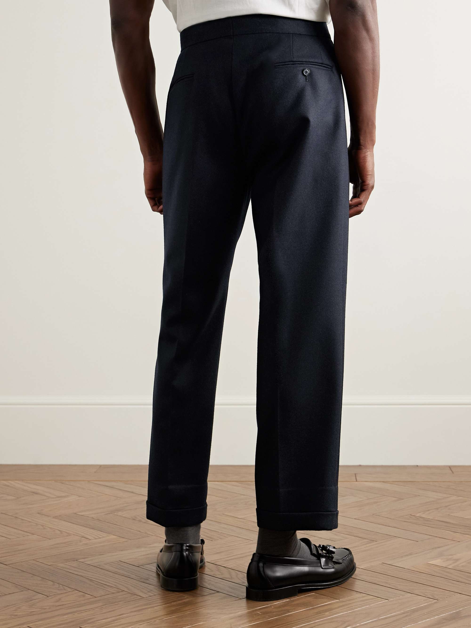 Wide-Leg Pleated Wool-Twill Suit Trousers view