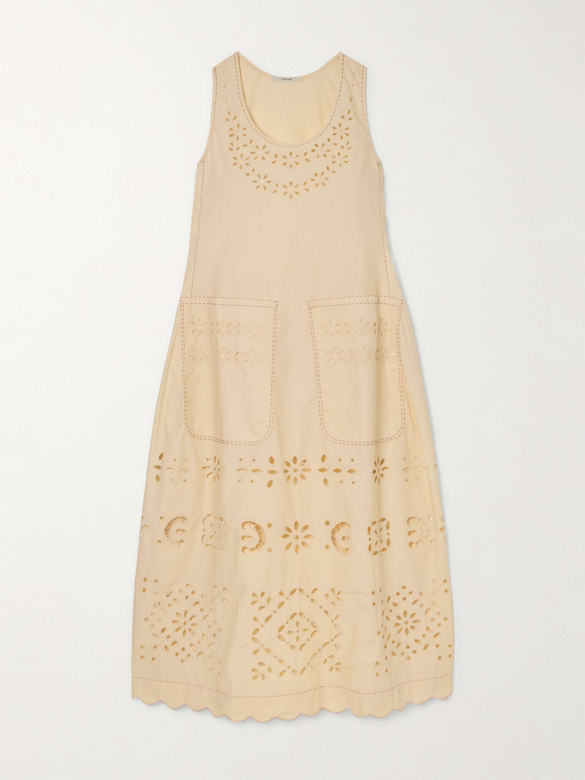Tina scalloped broderie anglaise cotton-poplin midi dress view