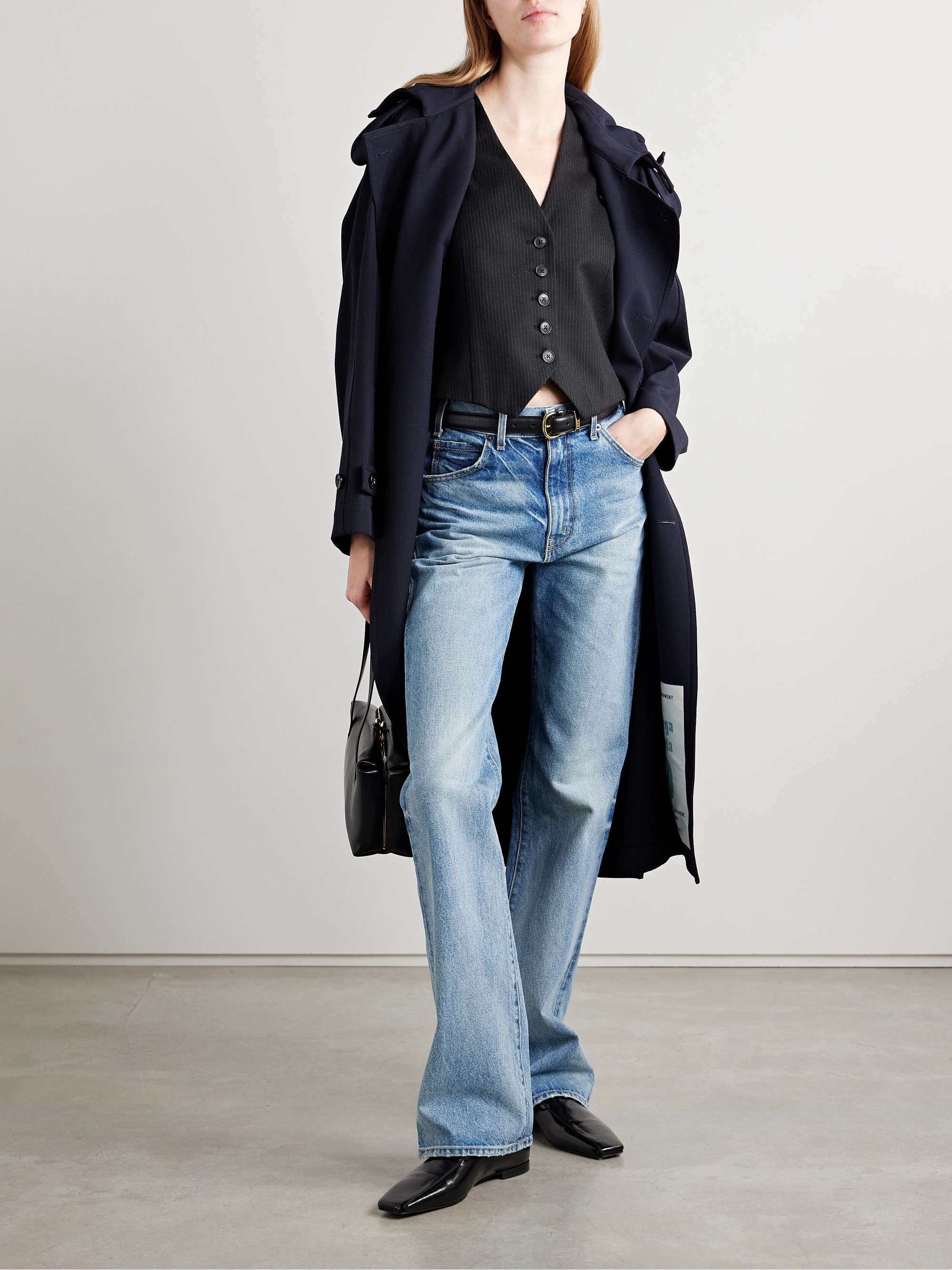 Angelina pinstriped wool-twill vest view