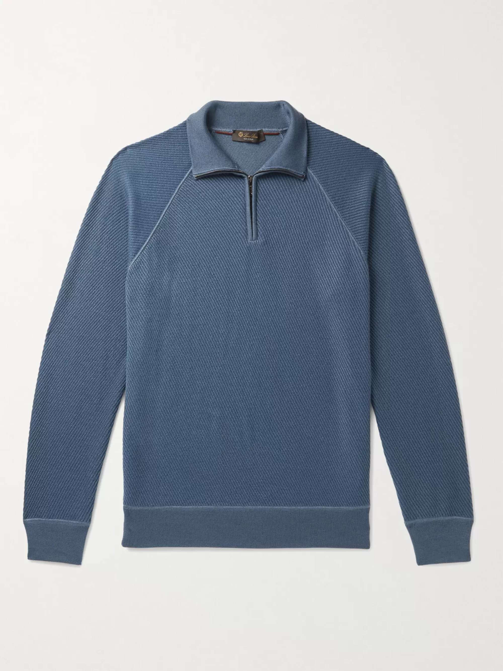 Ribbed Cashmere and Silk-Blend Half-Zip Sweater view