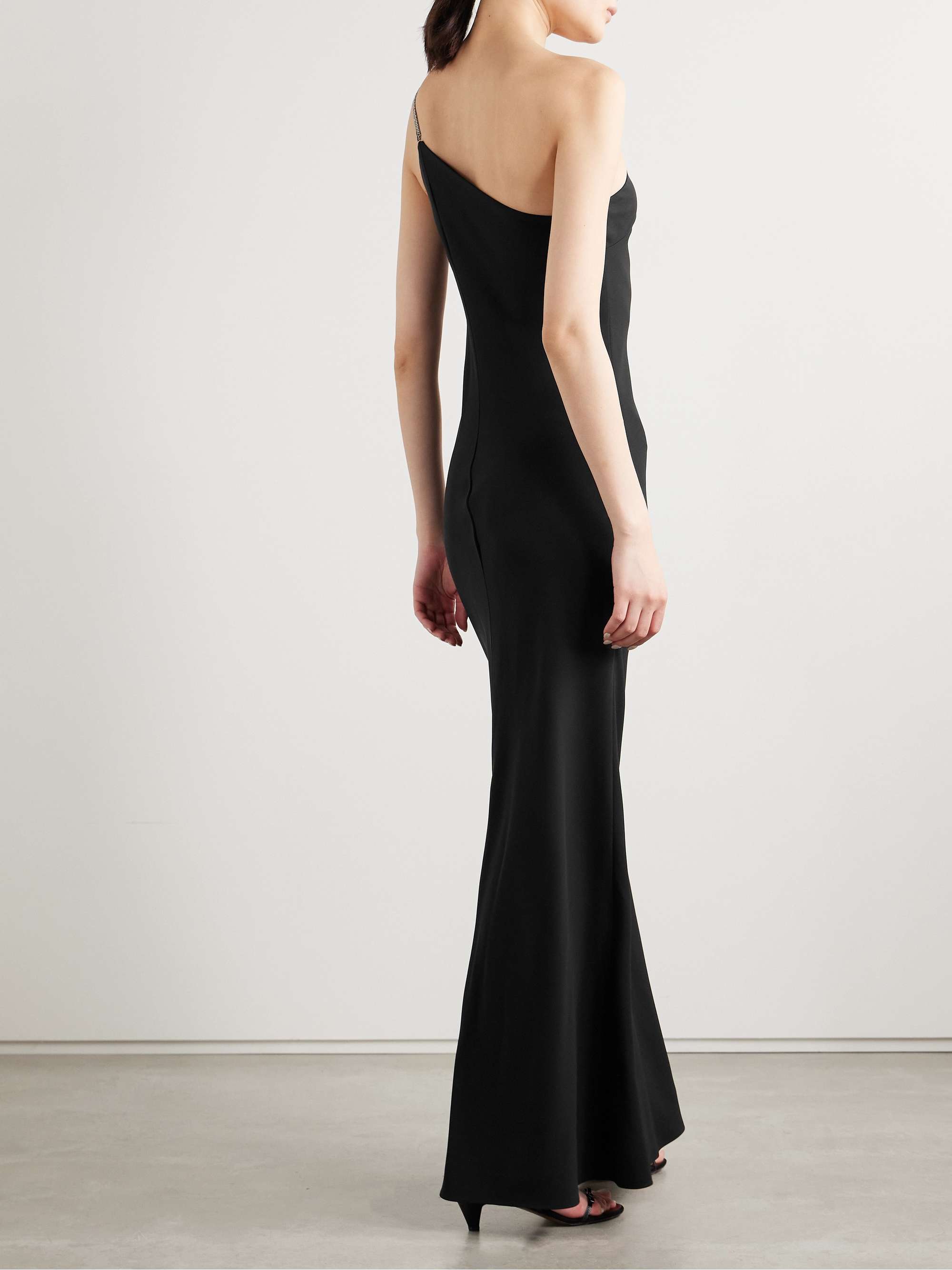 Elodie one-shoulder crystal-embellished crepe gown view
