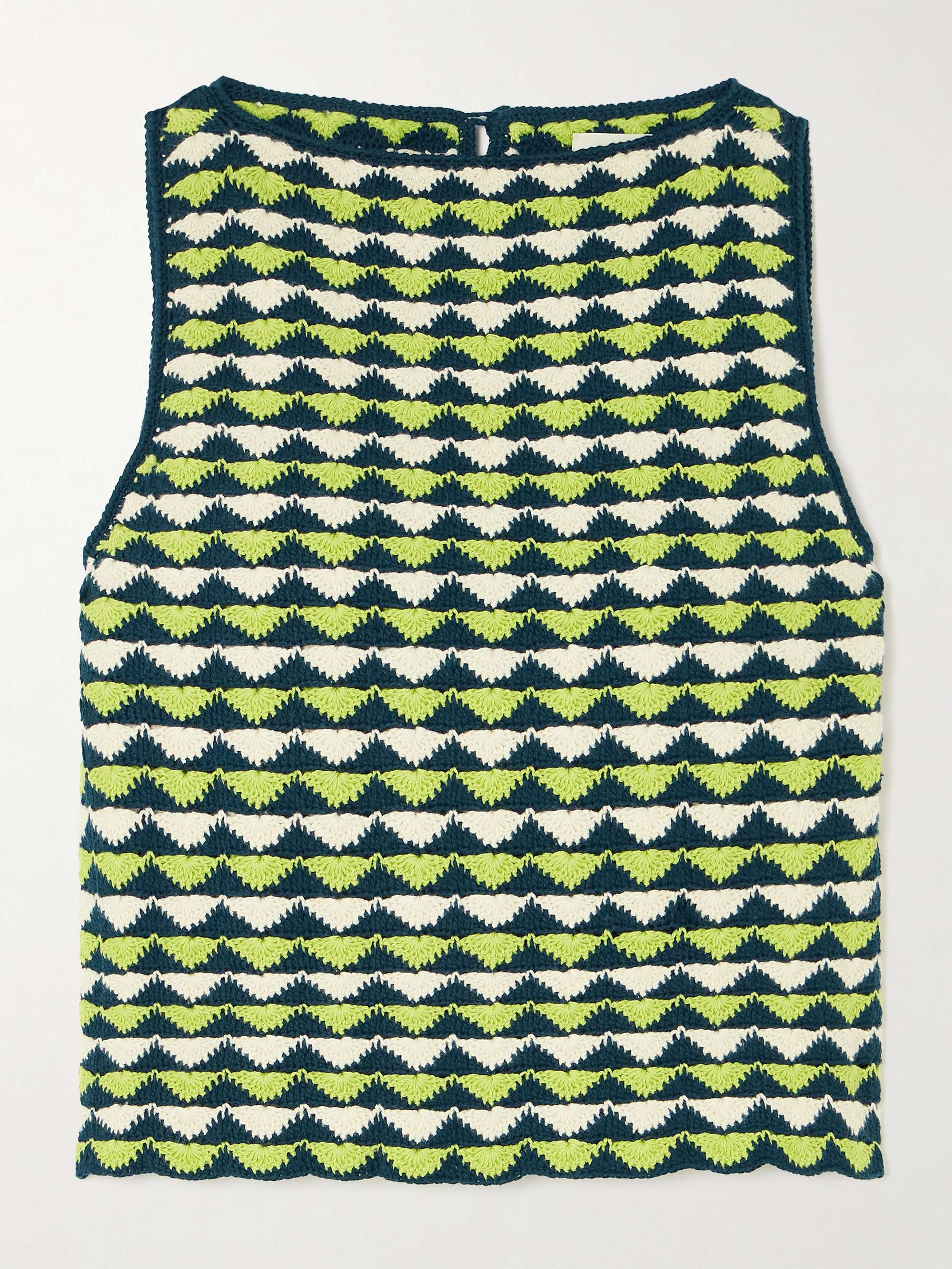 Motupe cropped scalloped crocheted cotton top view