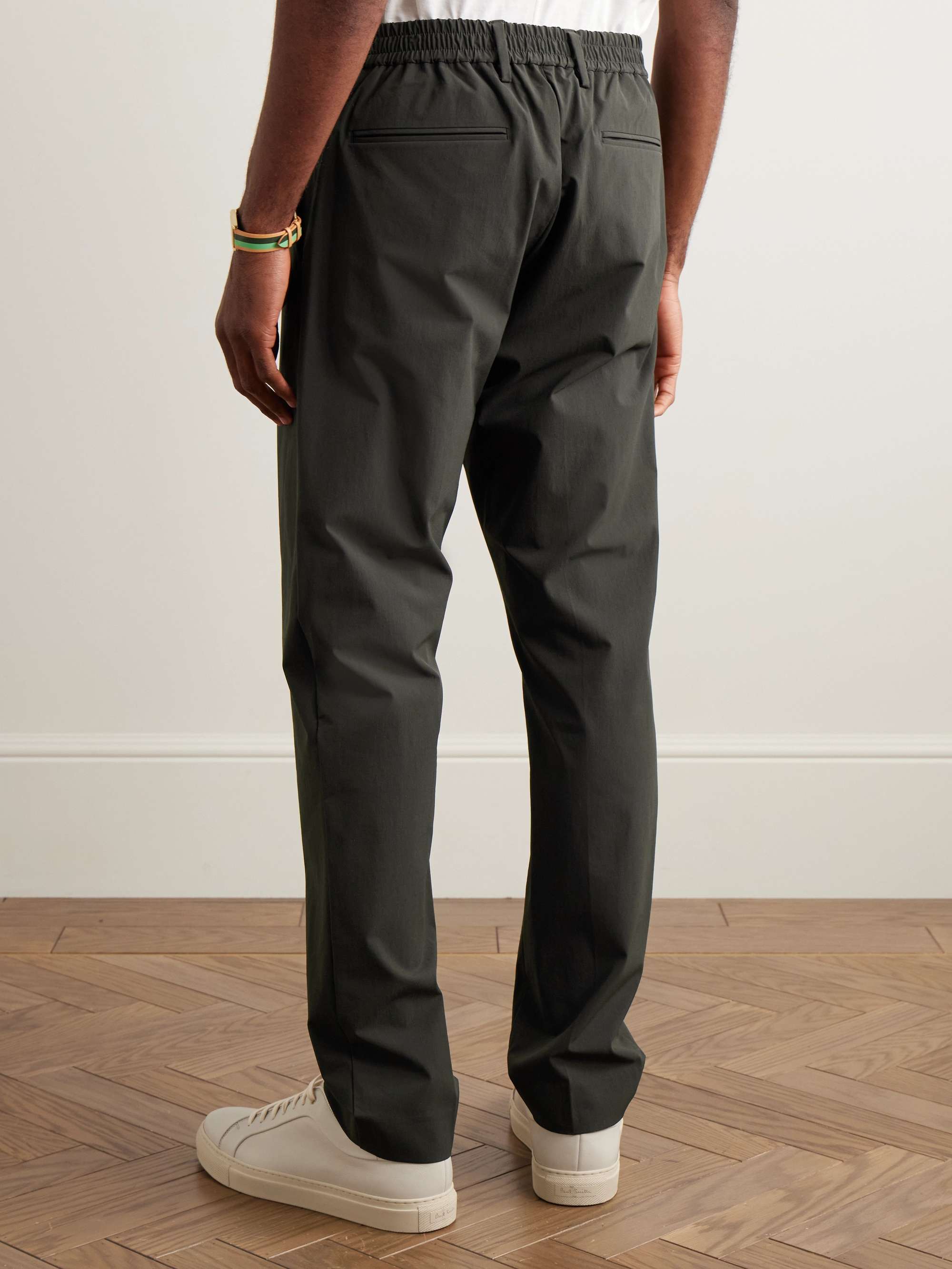 Slim-Fit Straight-Leg Pleated Stretch Recycled-Nylon Trousers view