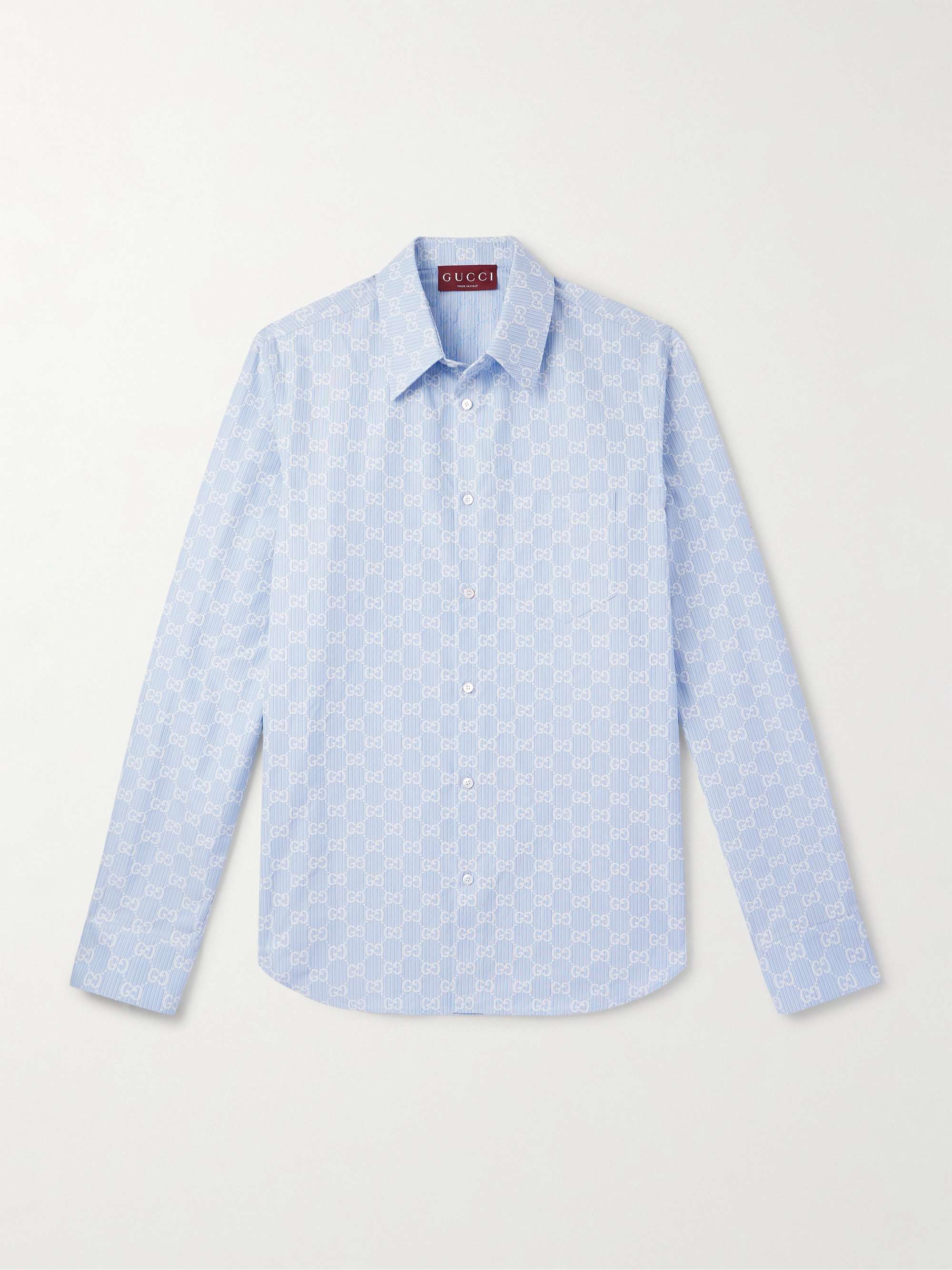Striped Monogrammed Cotton and Silk-Blend Jacquard Shirt view