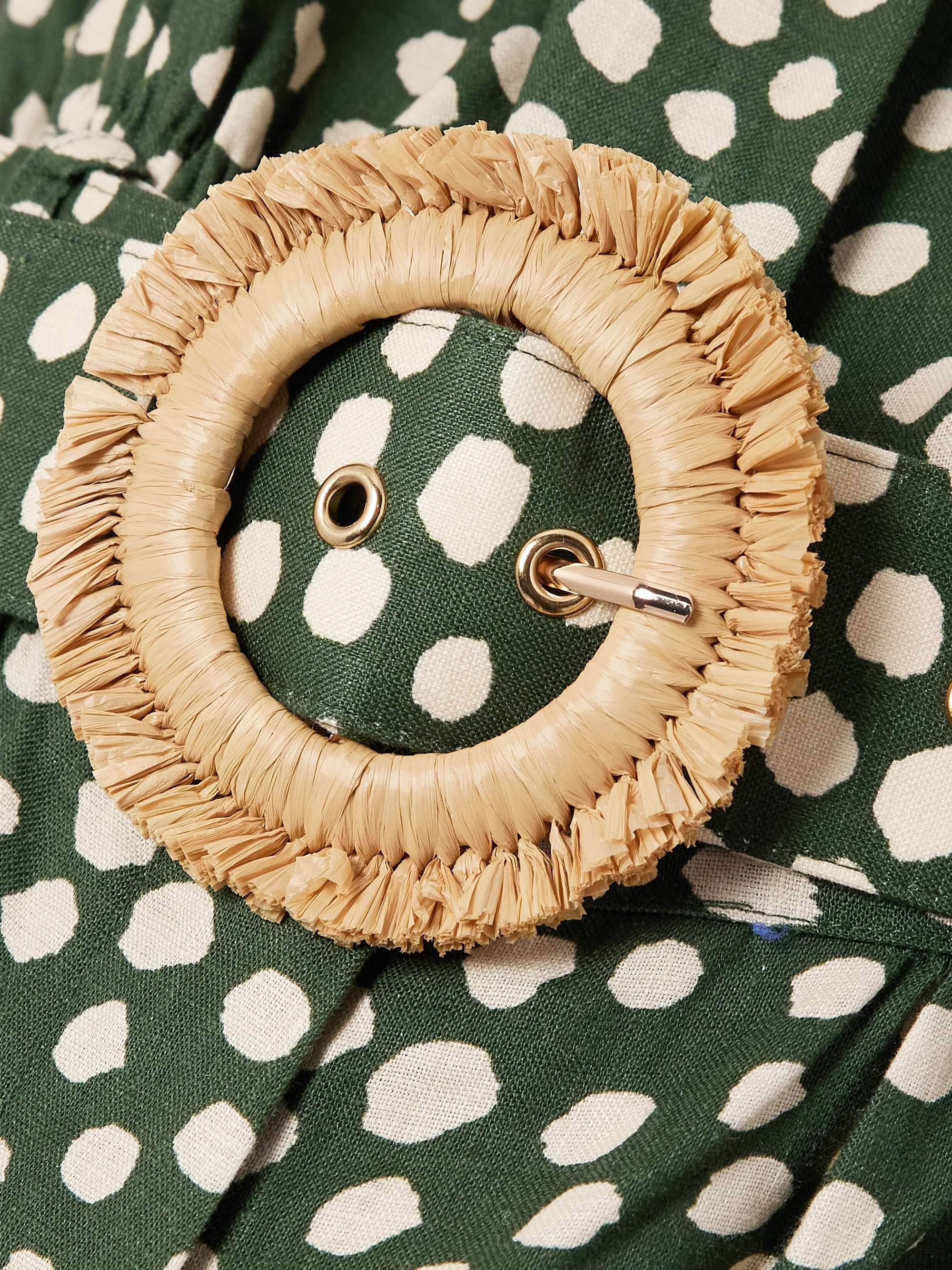 Yuki belted pleated polka-dot linen playsuit view