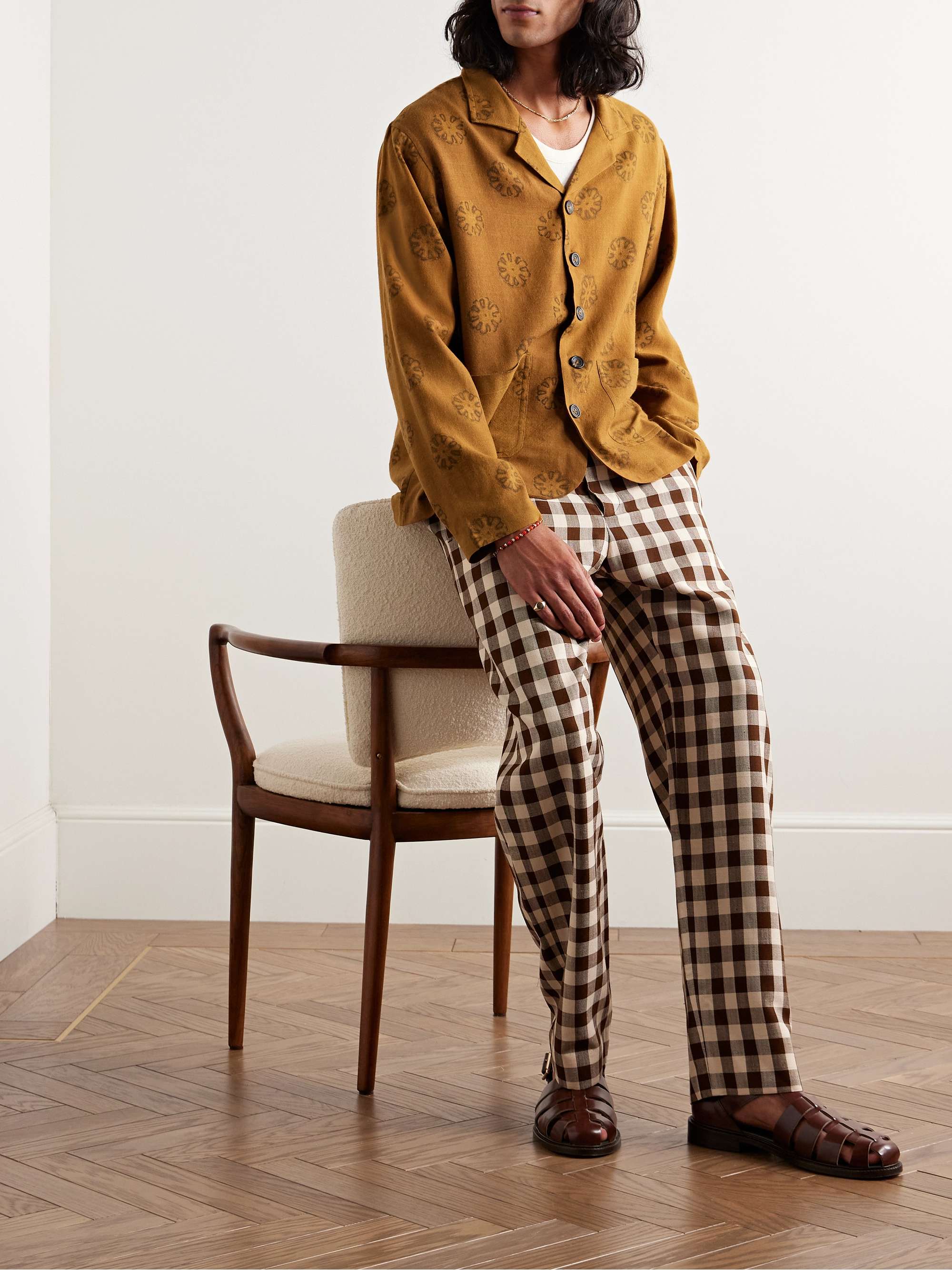 Holkar Camp-Collar Printed Wool-Flannel Overshirt view