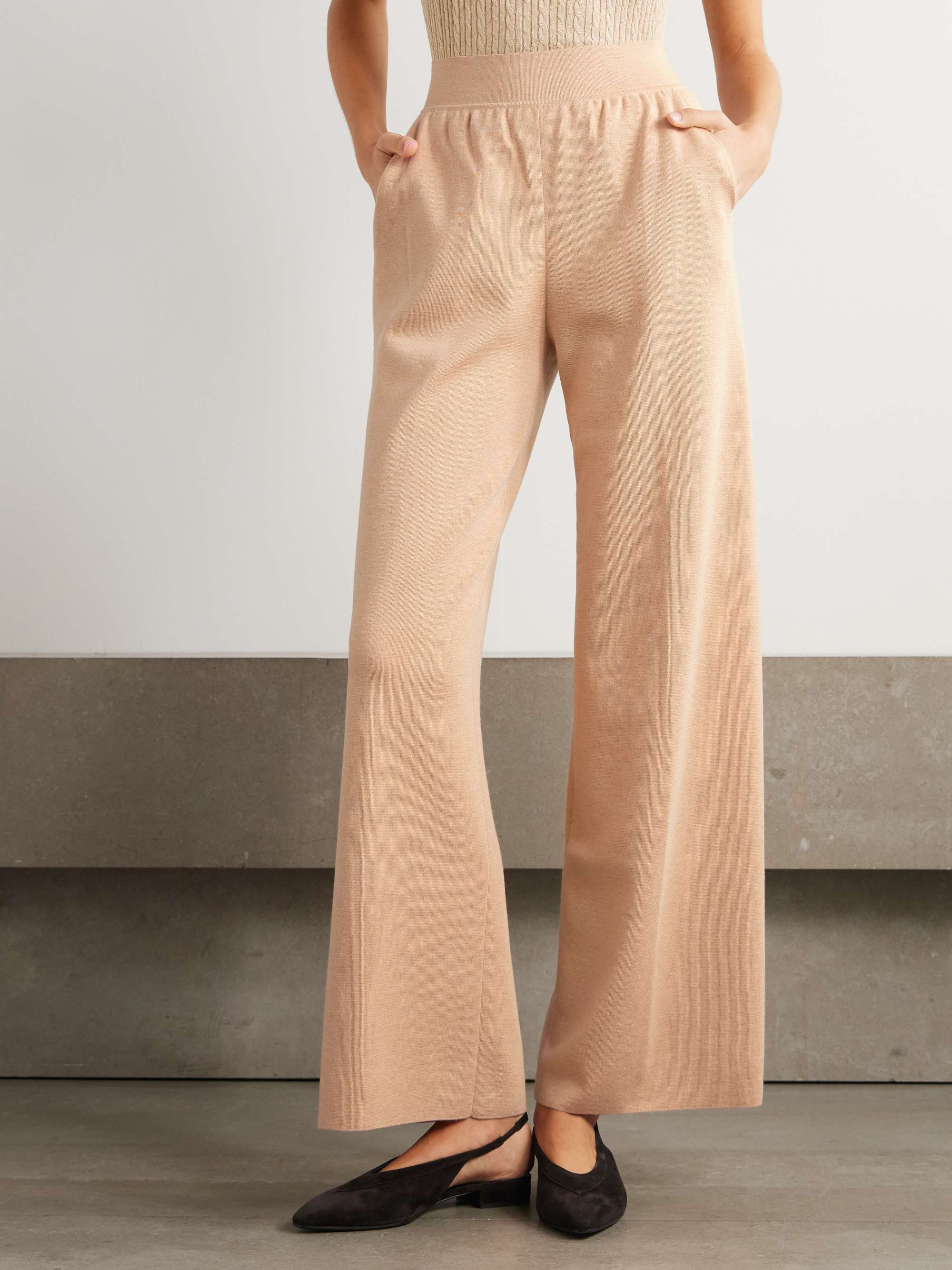 Cashmere and silk-blend wide-leg pants view