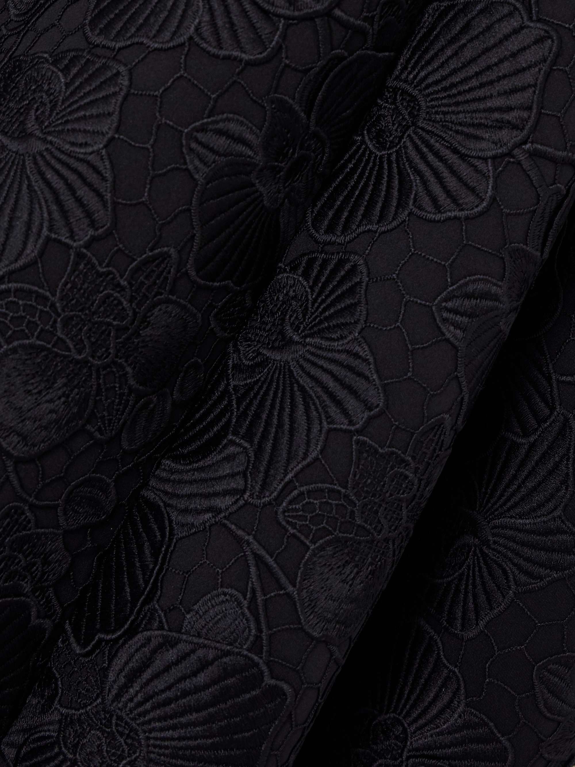 Belted appliquéd guipure lace and silk-blend crepe midi dress view