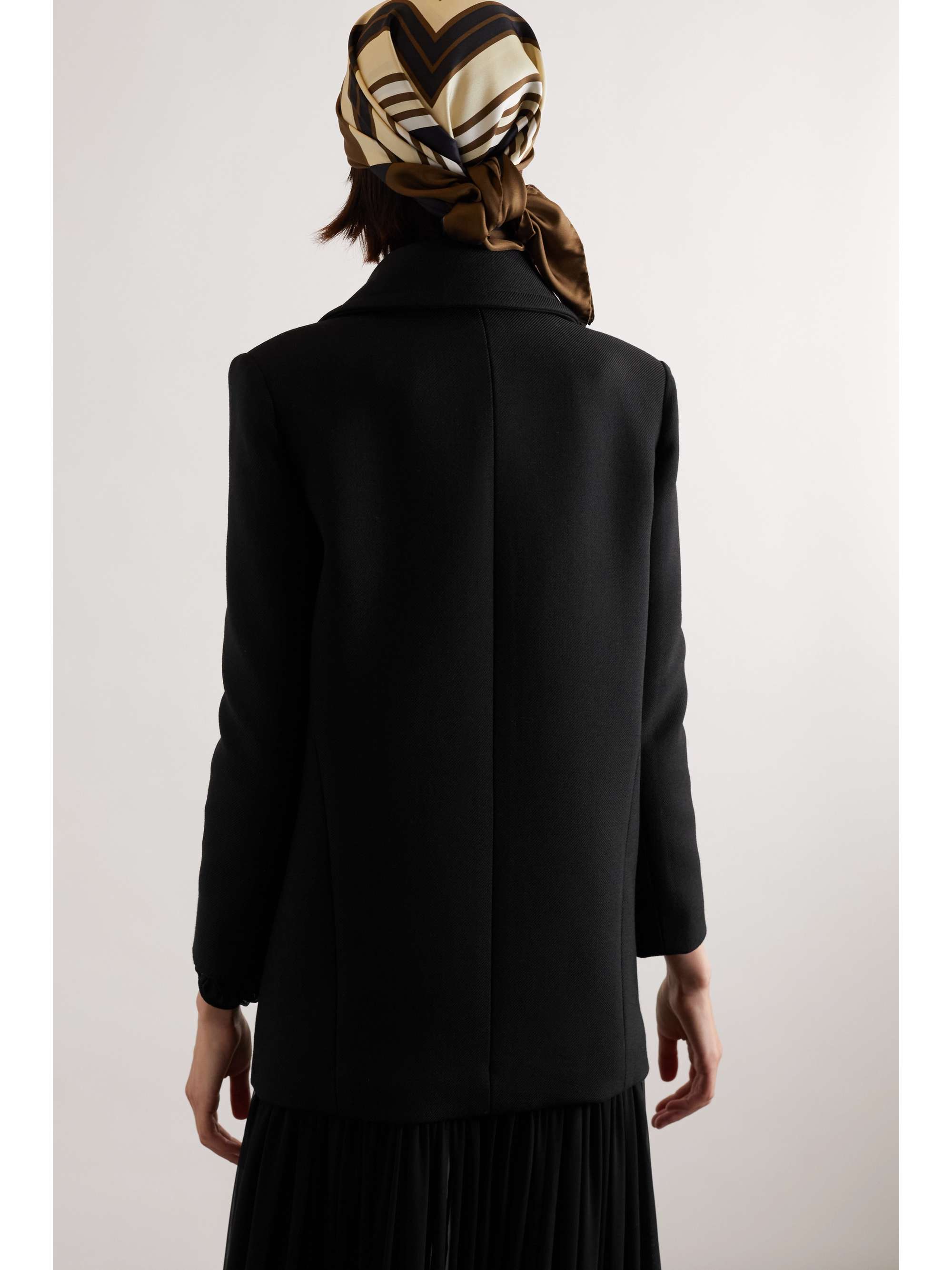 Double-breasted wool and silk-blend twill coat view