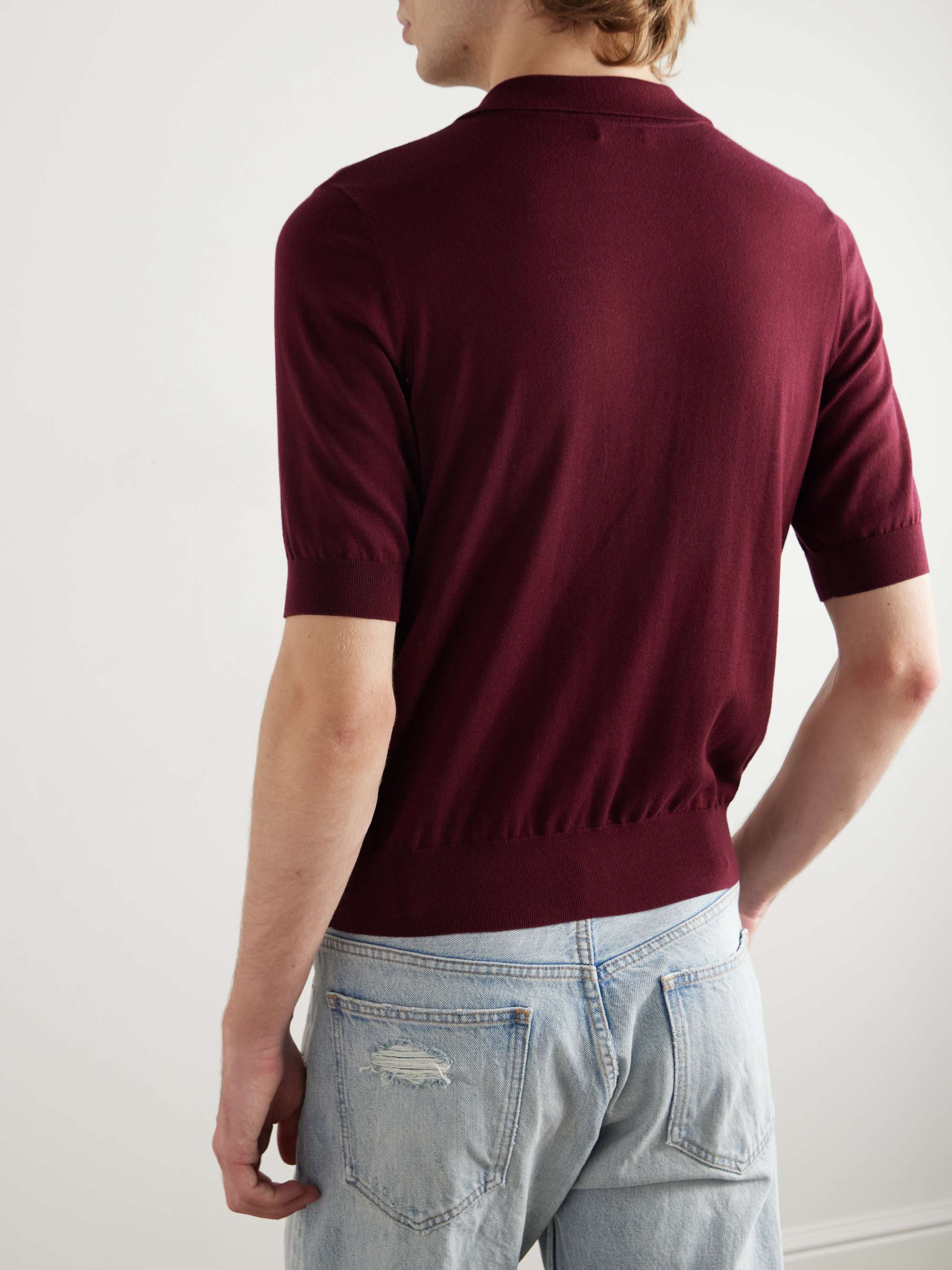Triomphe Slim-Fit Cropped Logo-Embroidered Cotton Polo Shirt view