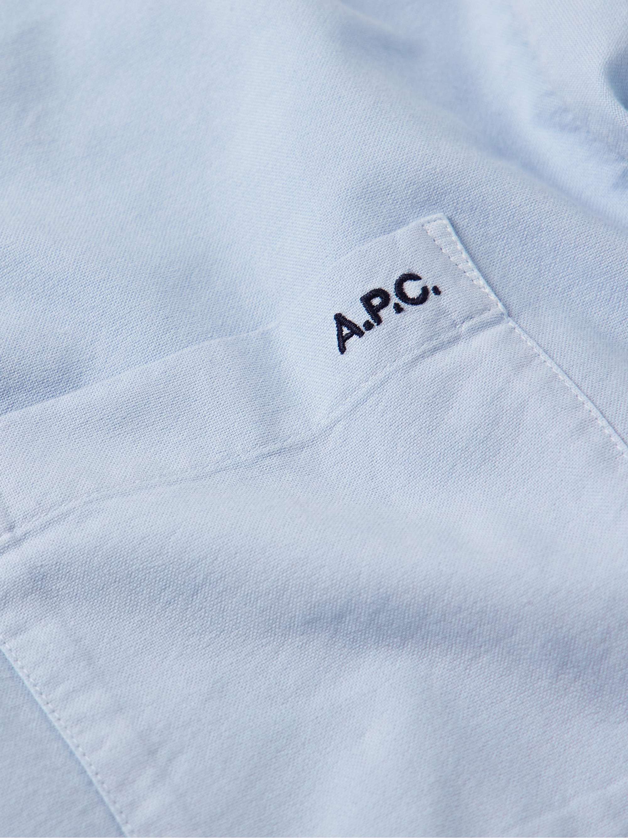 Mateo Button-Down Collar Logo-Embroidered Organic Cotton Shirt view