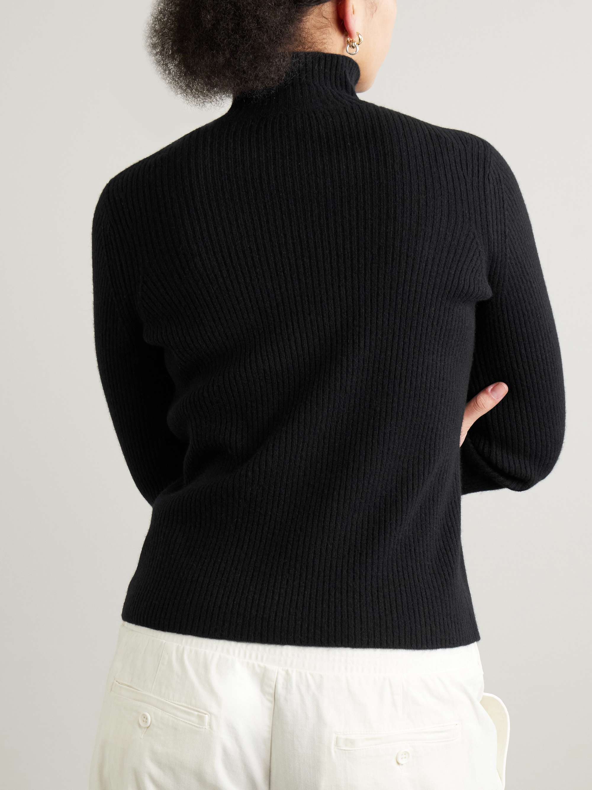 Ribbed recycled-cashmere turtleneck sweater view