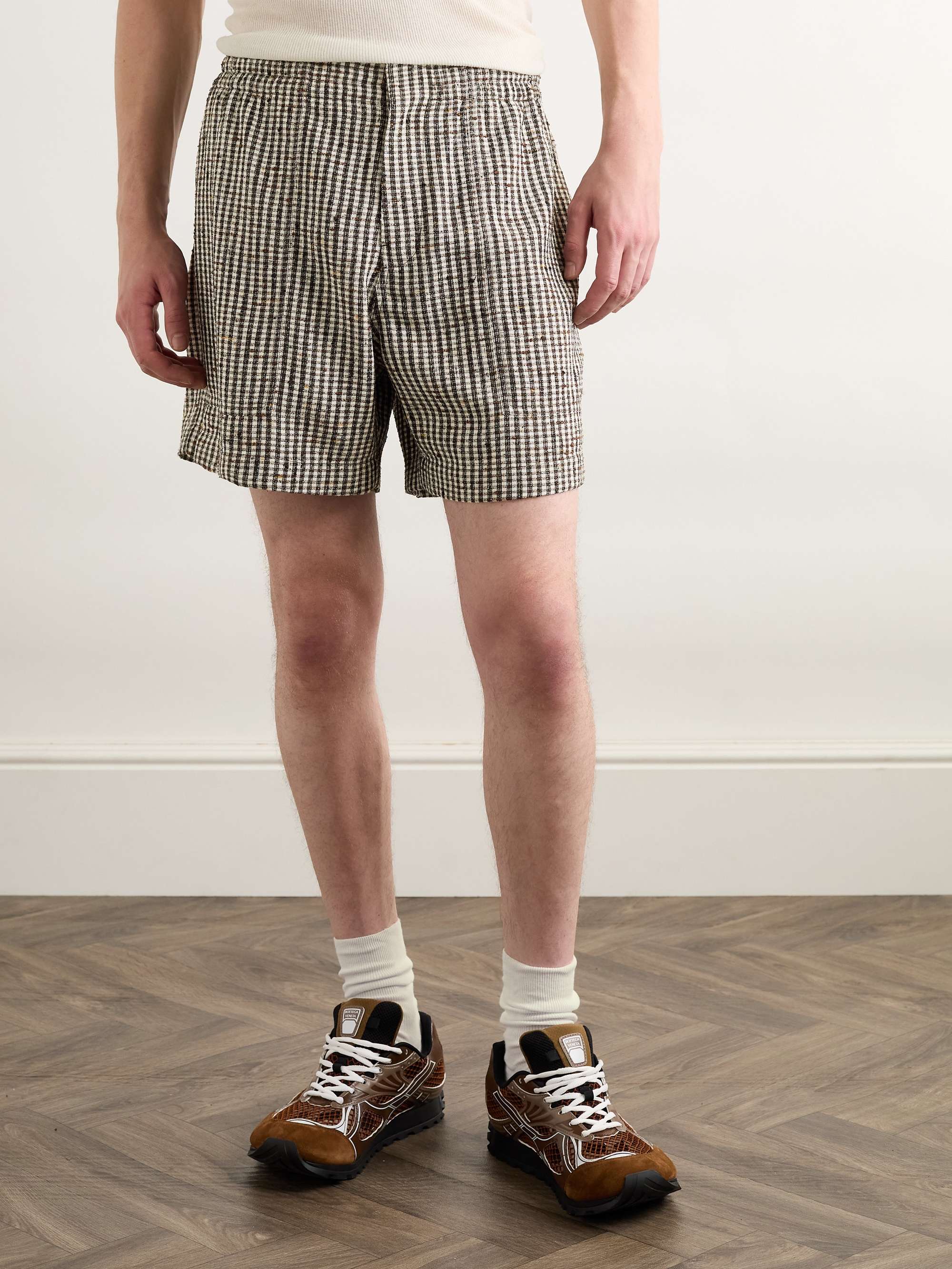 Straight-Leg Checked Woven Shorts view