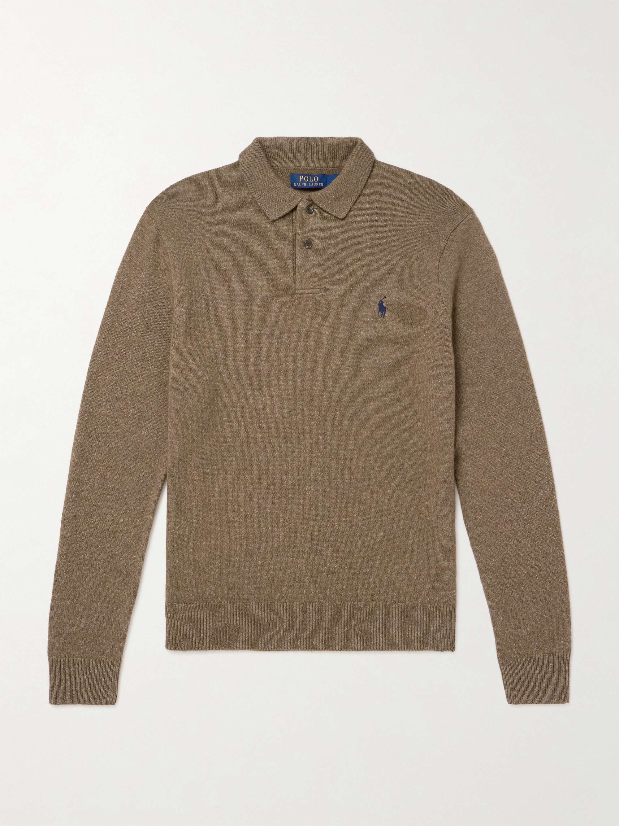 Wool and Cotton-Blend Polo Sweater view