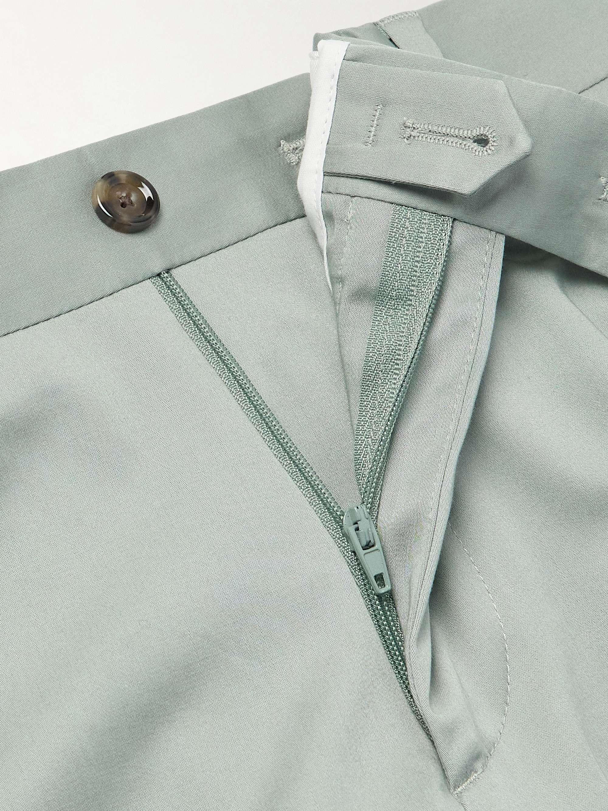 Straight-Leg Cotton-Blend Satin Suit Trousers view