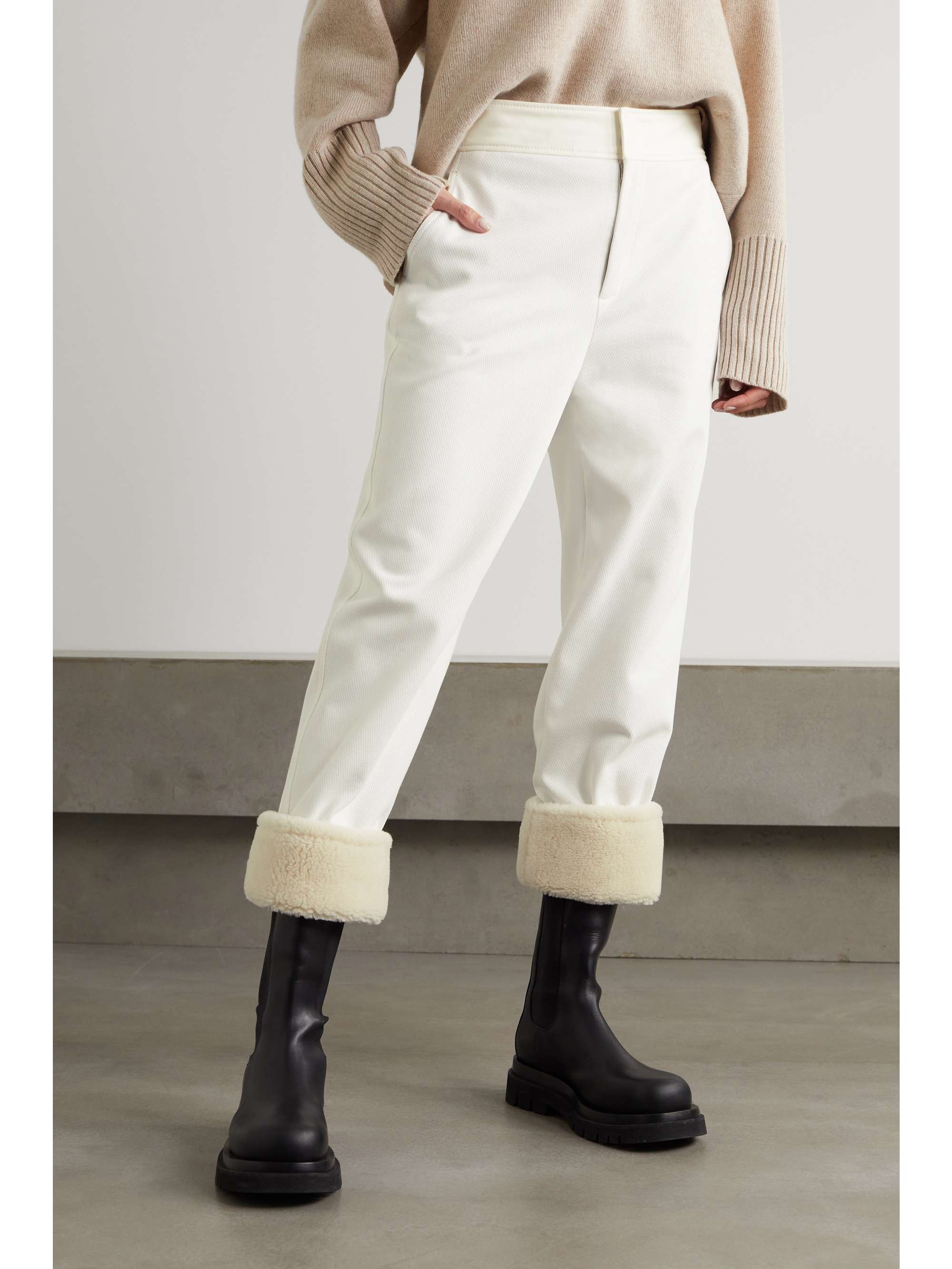 Andes faux shearling-lined cotton-blend twill straight-leg pants view