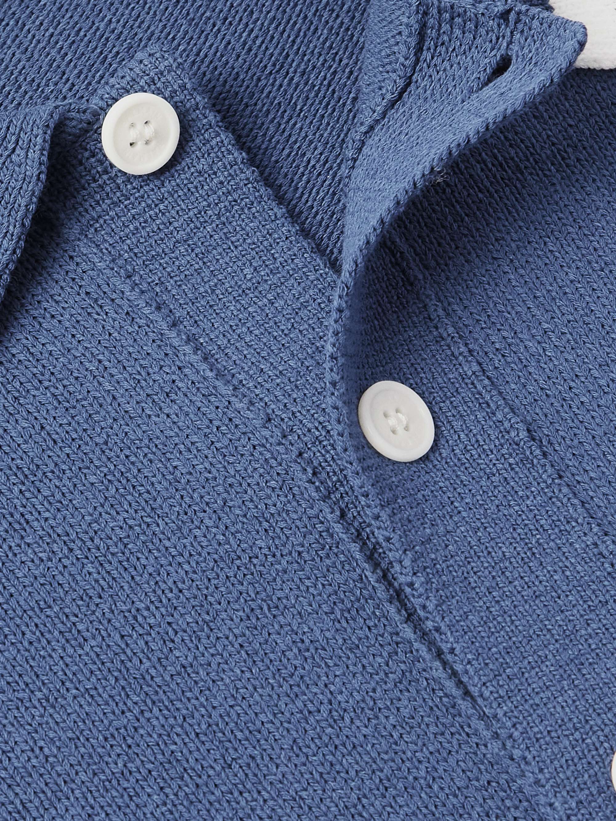 Logo-Embroidered Striped Knitted Polo Shirt view