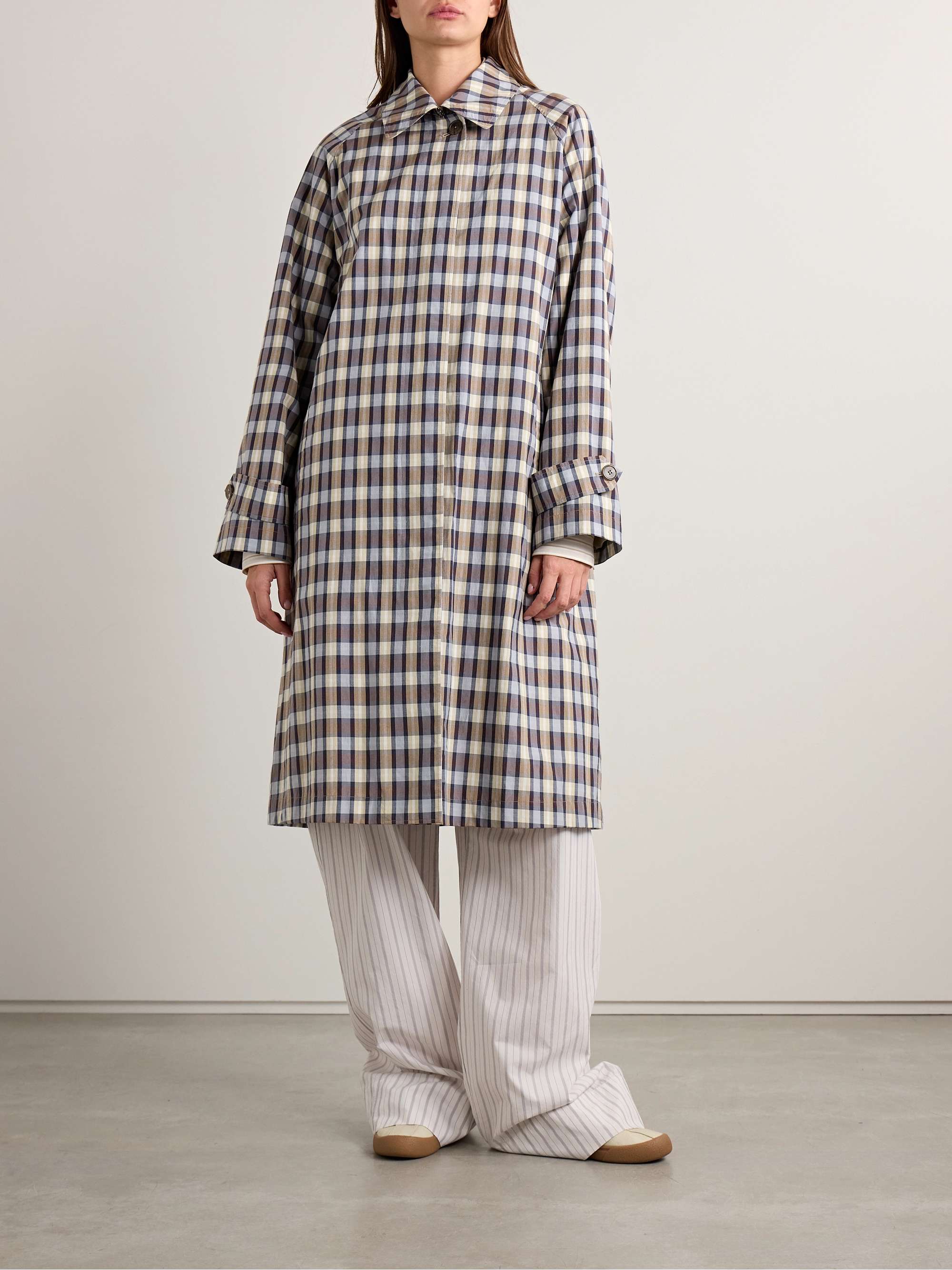 Tavishina checked silk and cotton-blend poplin coat view