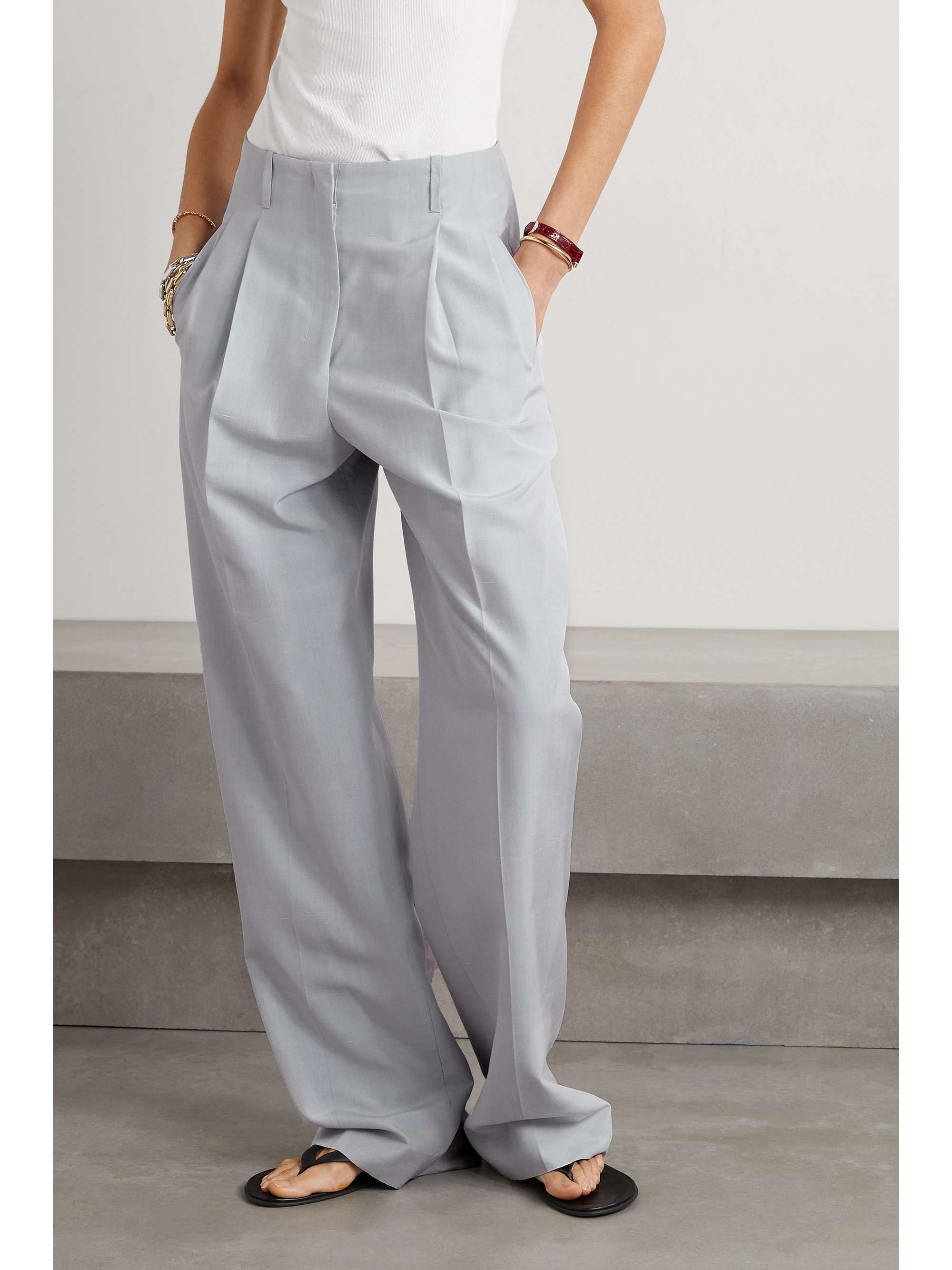 Gaugin pleated silk wide-leg pants view
