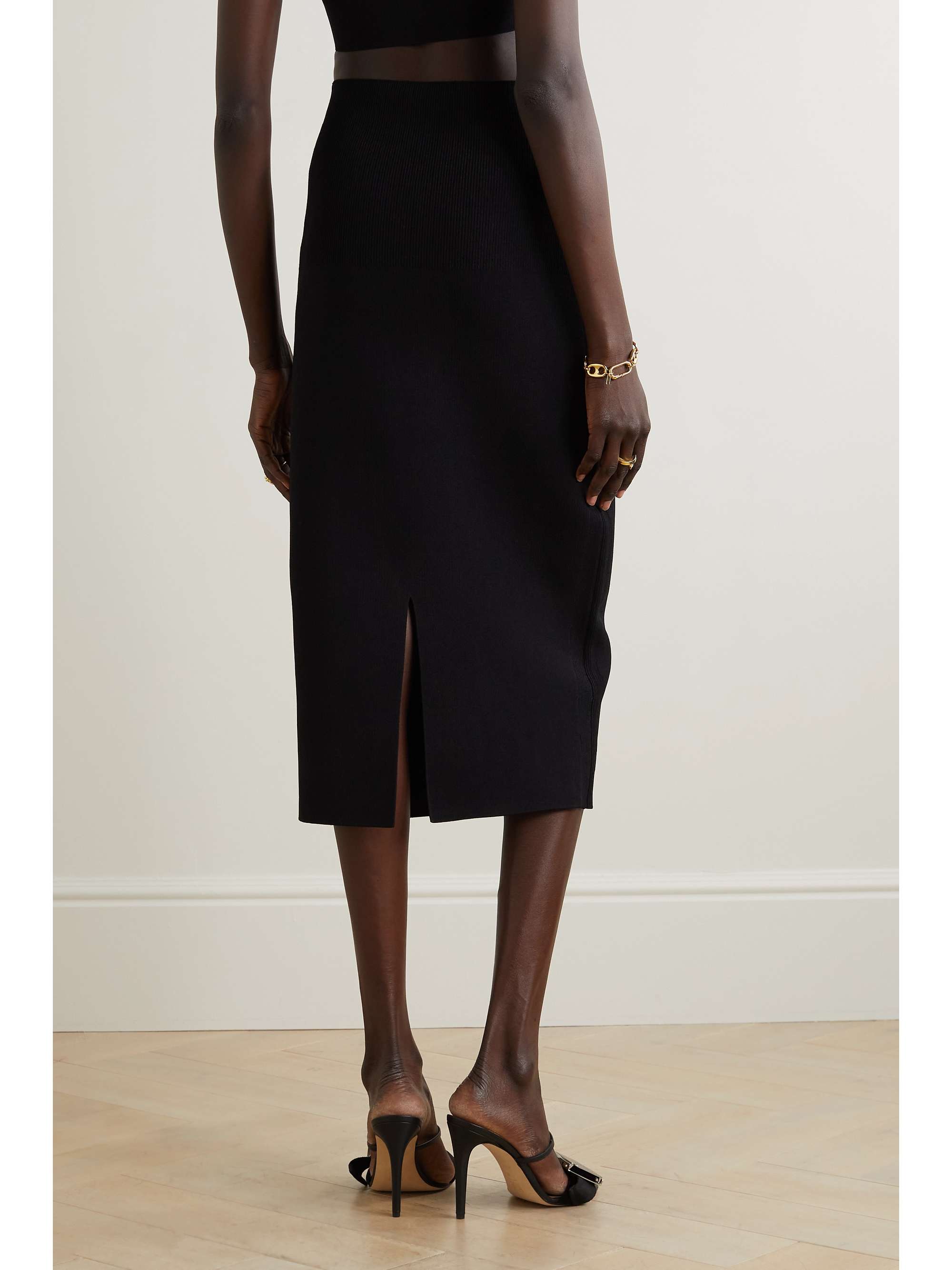 VB Body ribbed stretch-knit midi skirt view