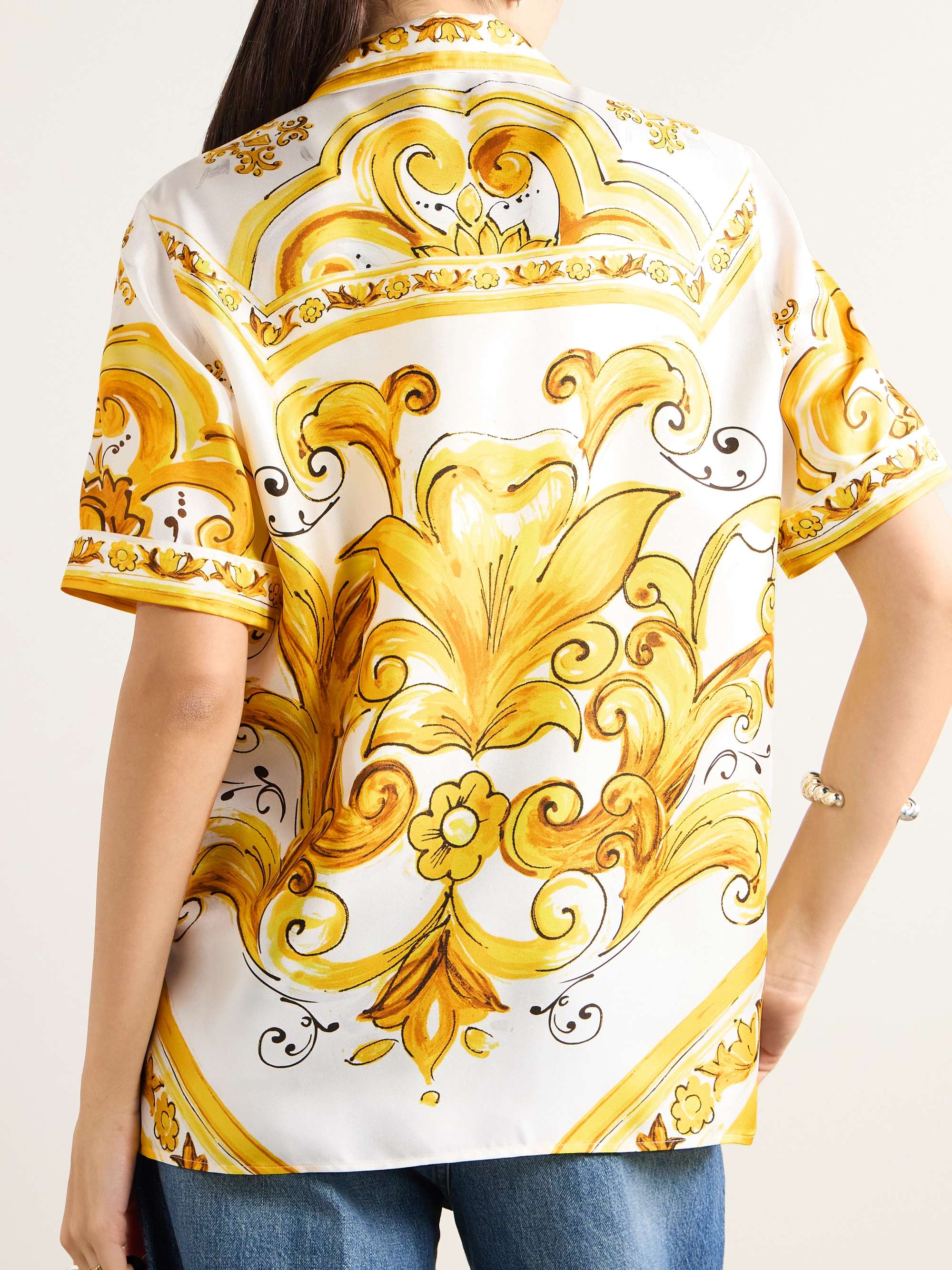 Maiolica floral-print silk-twill shirt view