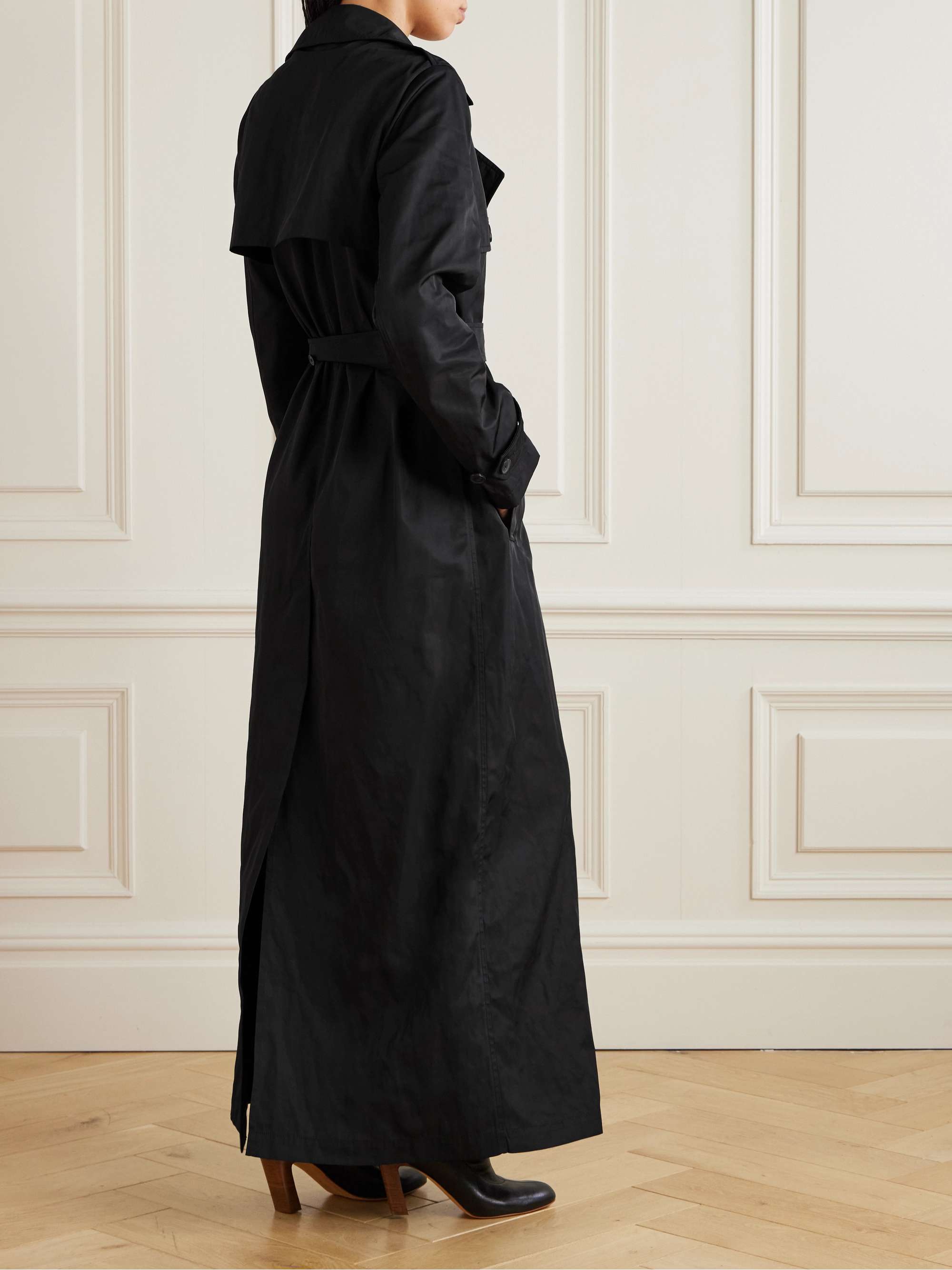 Double-breasted twill trench coat view