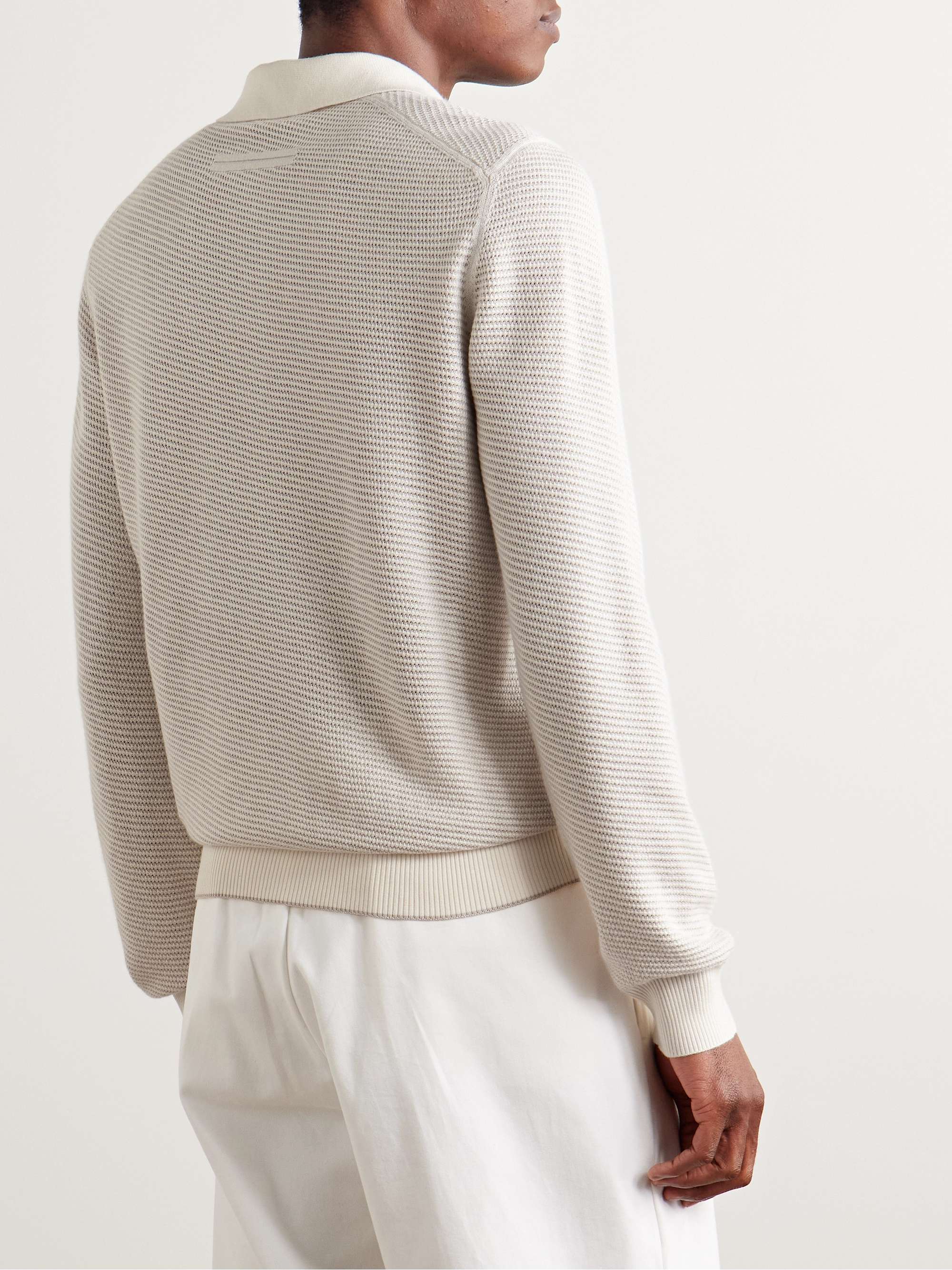 Striped Silk and Cashmere-Blend Polo Shirt view