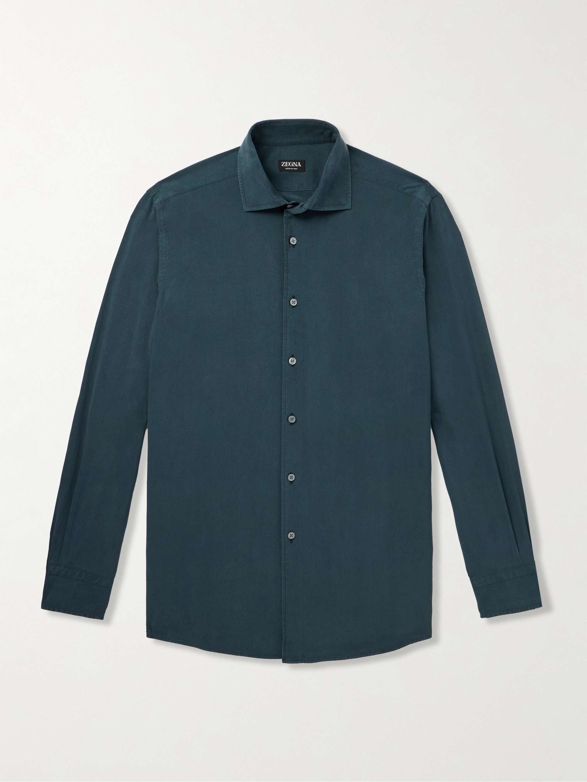 Garment-Dyed Brushed-Silk Shirt view