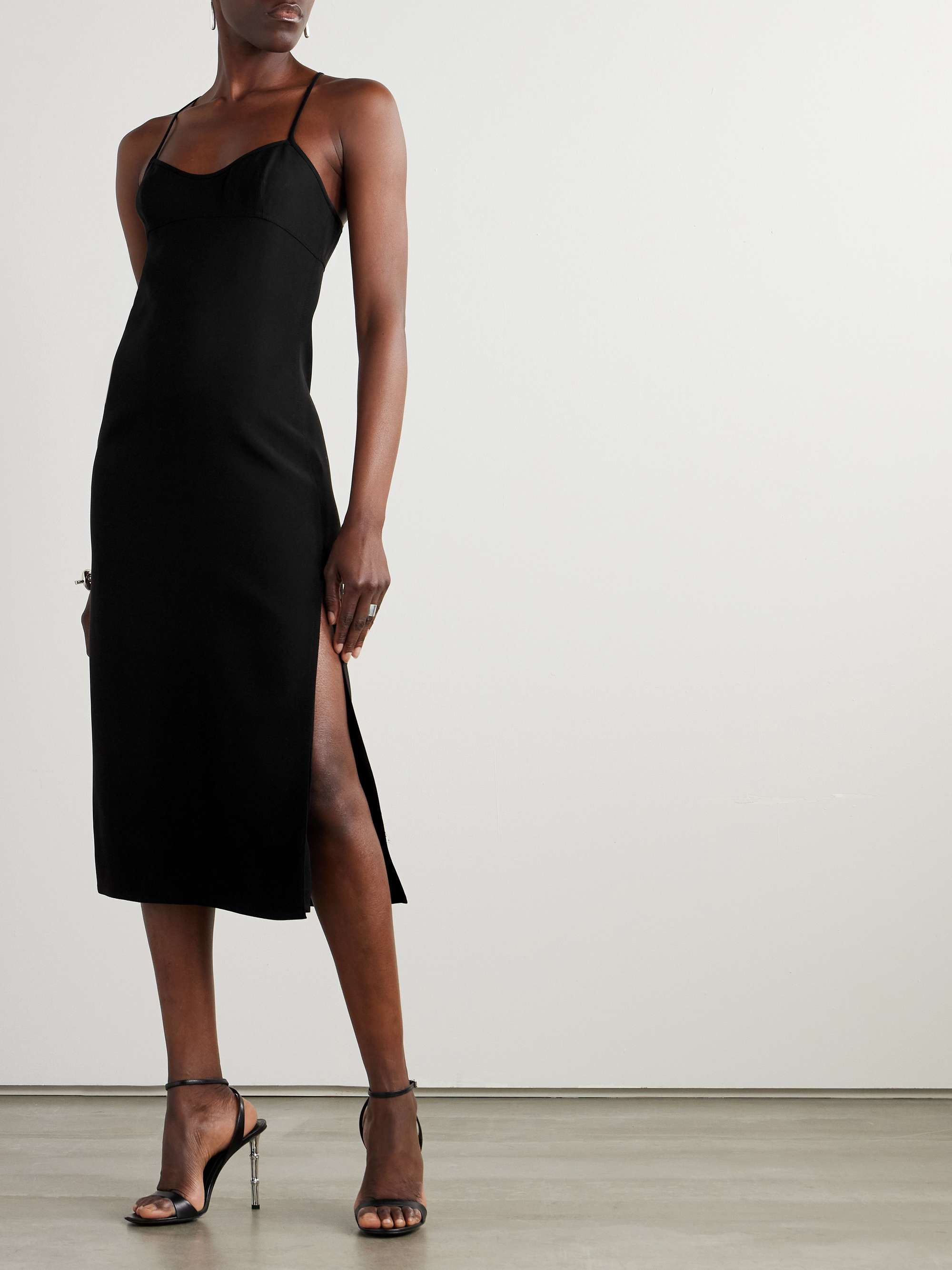 Embellished crepe midi dress view