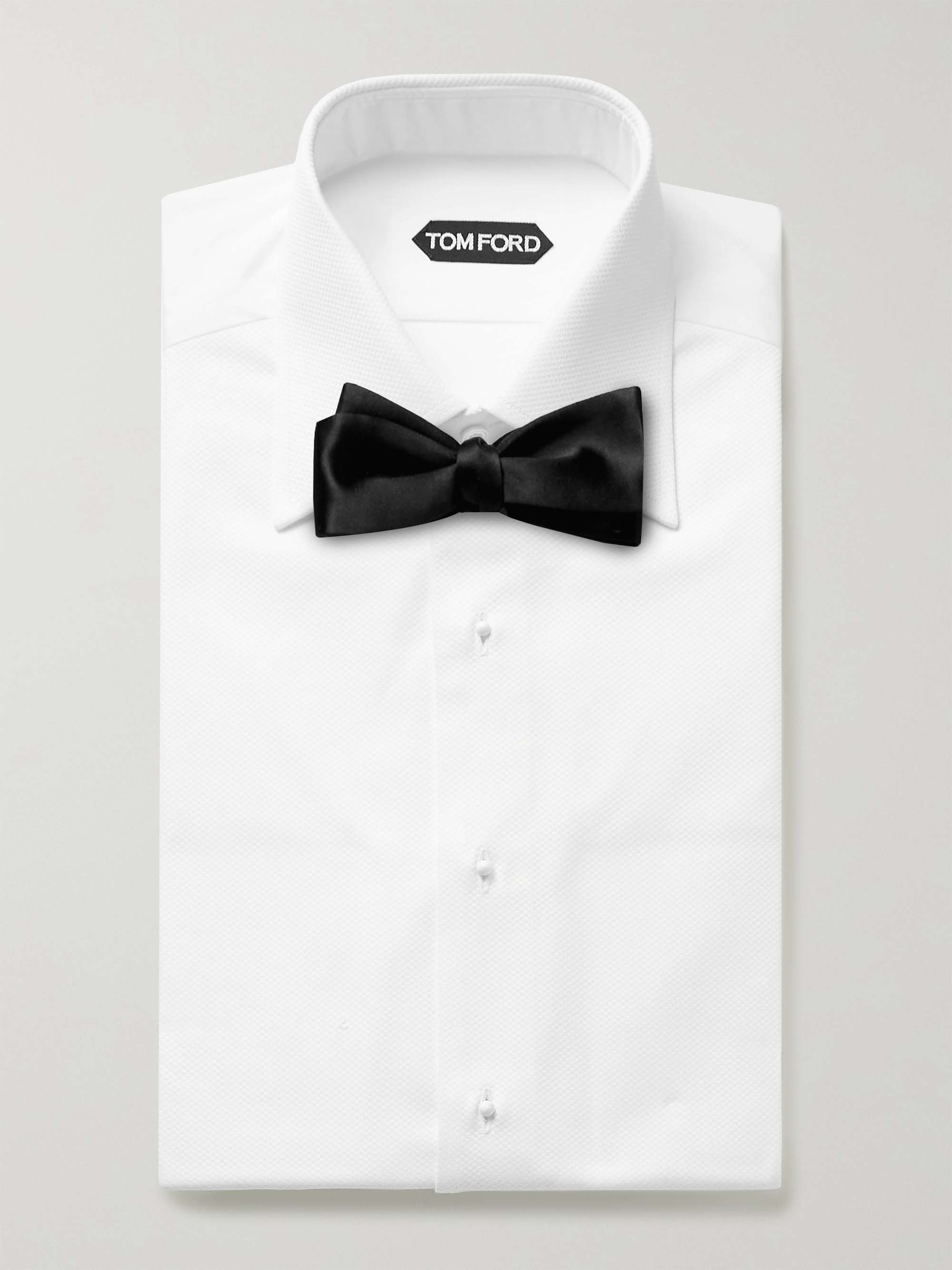 White Slim-Fit Bib-Front Double-Cuff Cotton Tuxedo Shirt view