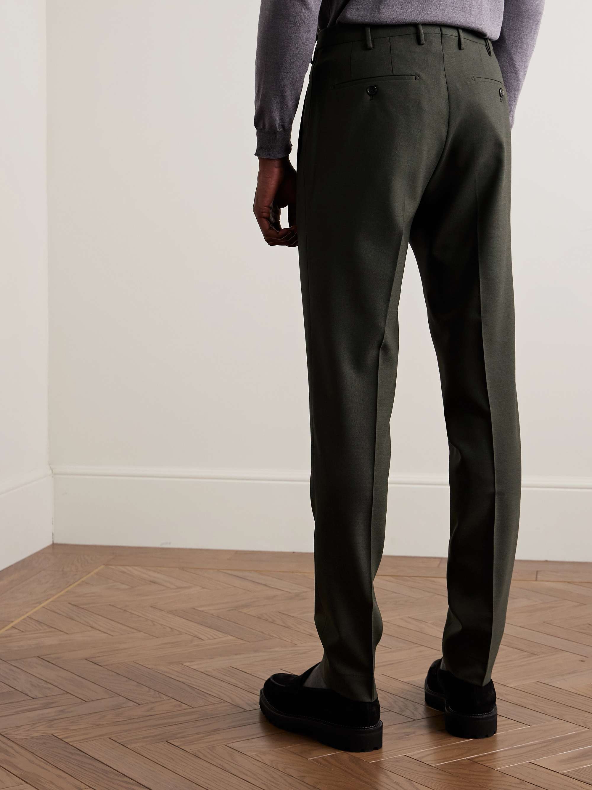 Tapered Pleated Virgin Wool-Blend Suit Trousers view