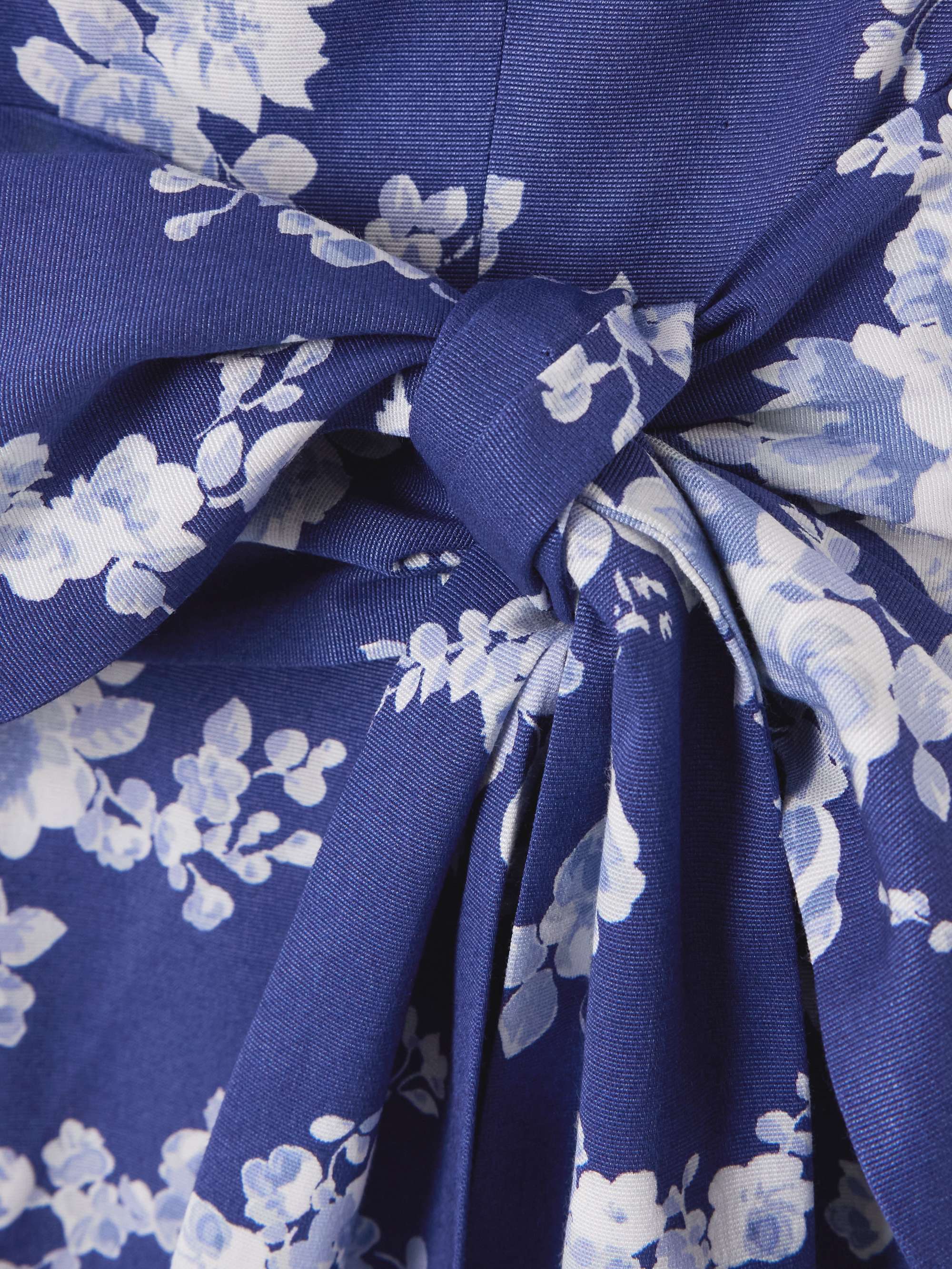 Belted floral-print faille midi dress view
